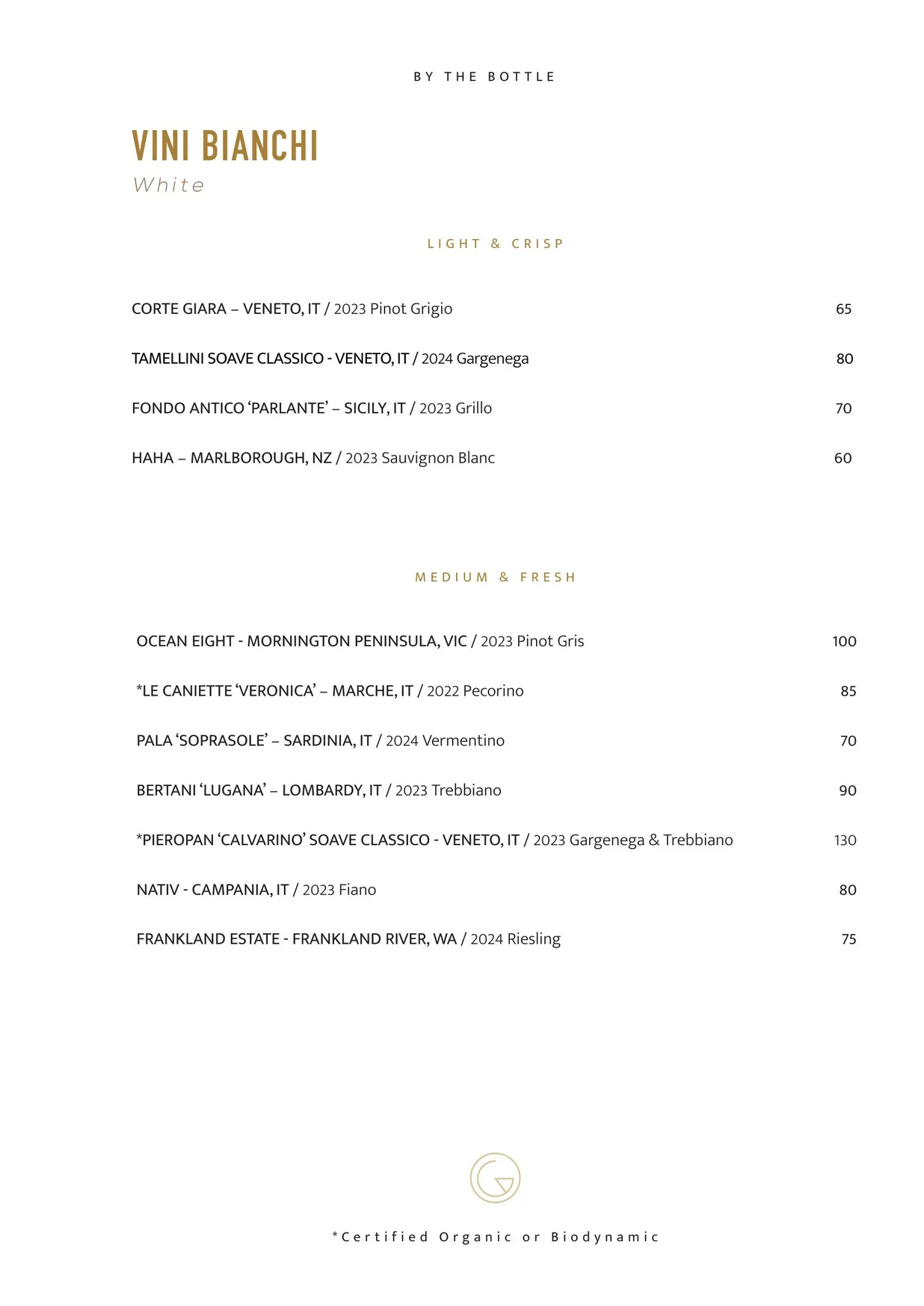 Gemelli Italian menu, page 18