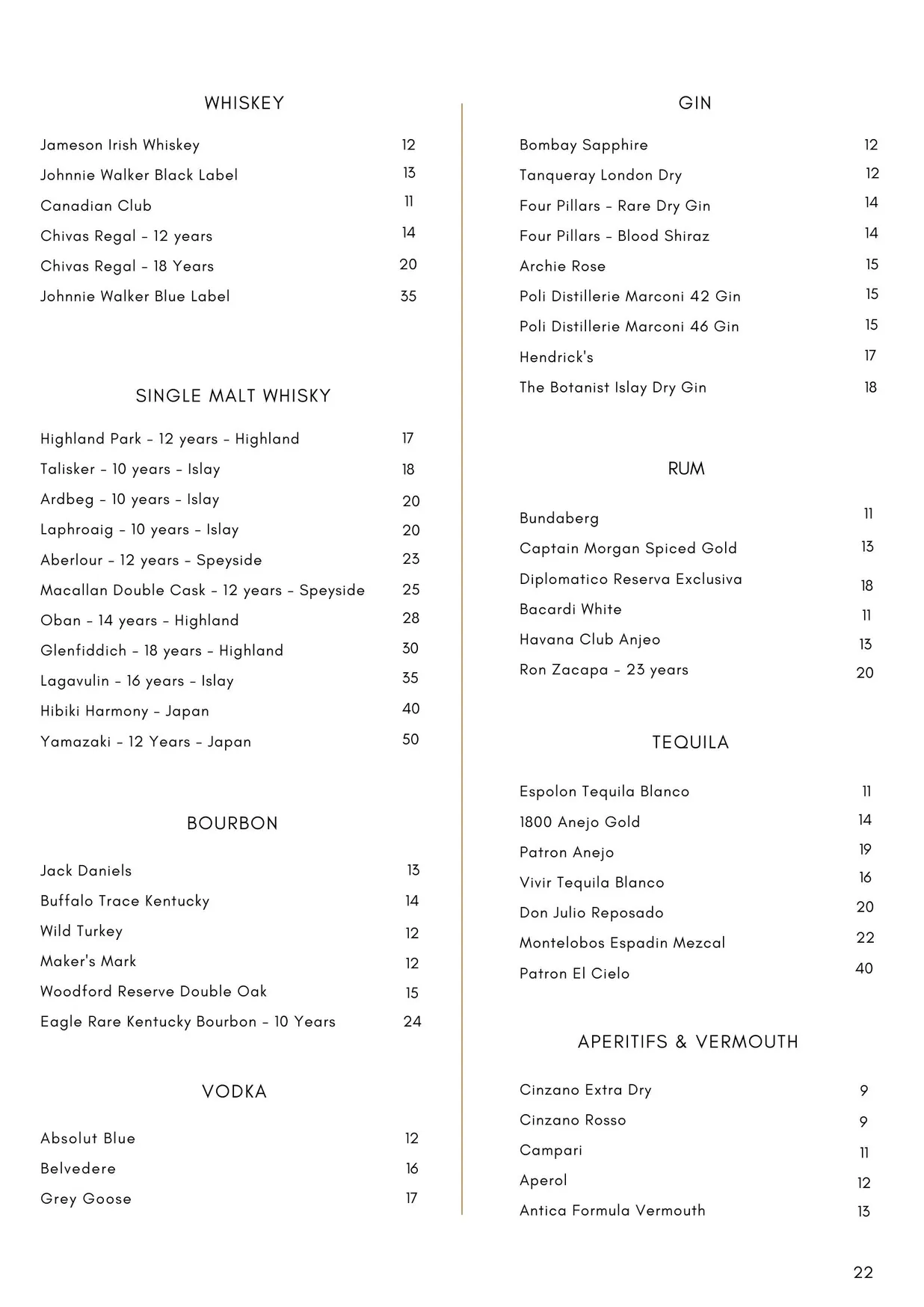 Antica menu, page 26