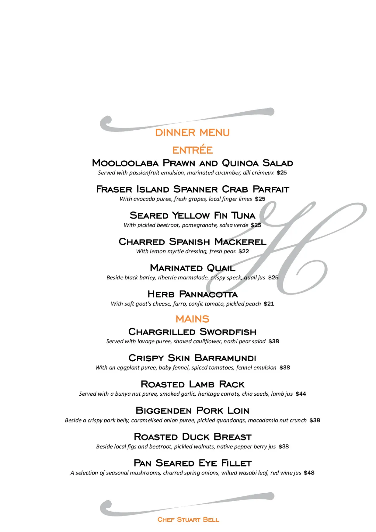 Harry's on Buderim menu, page 1