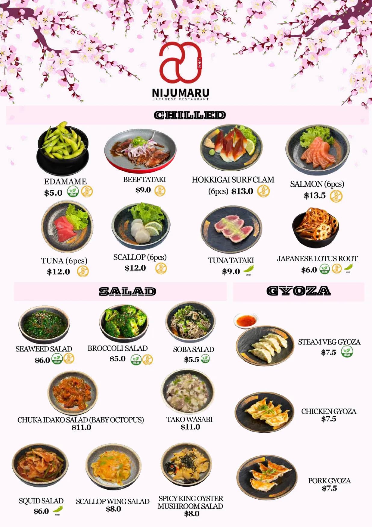 Nijumaru menu, page 1