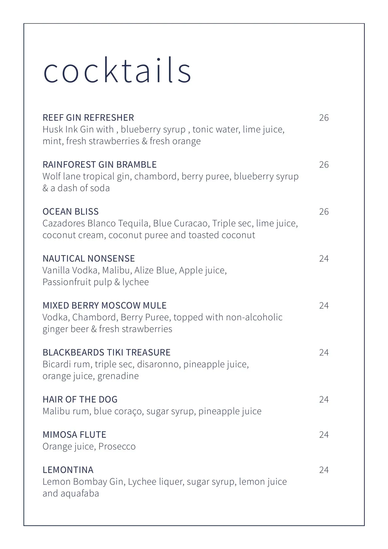 Dundee's on the Waterfront menu, page 15