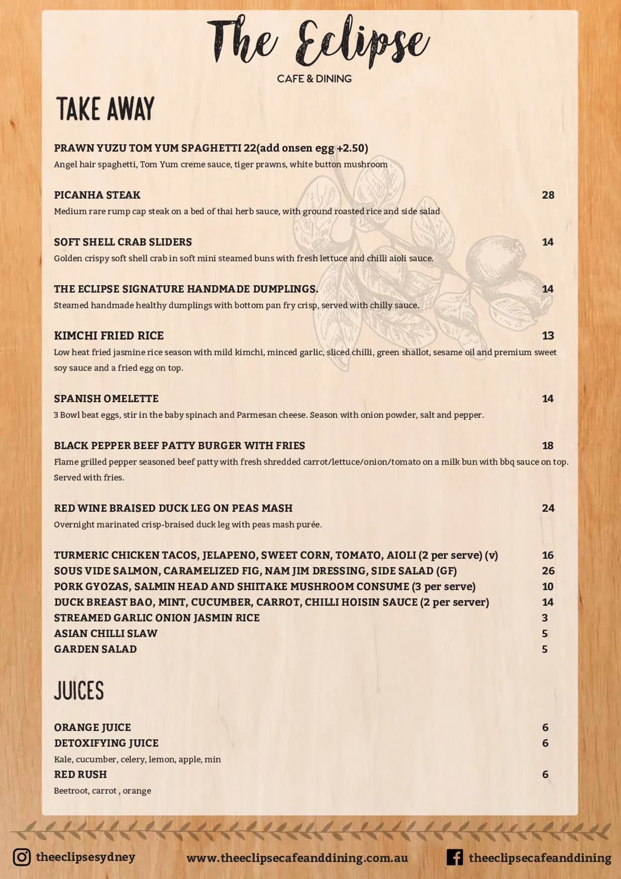 The Eclipse Cafe & Dining menu, page 9