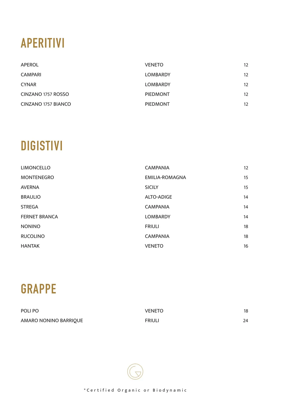 Gemelli Italian menu, page 29
