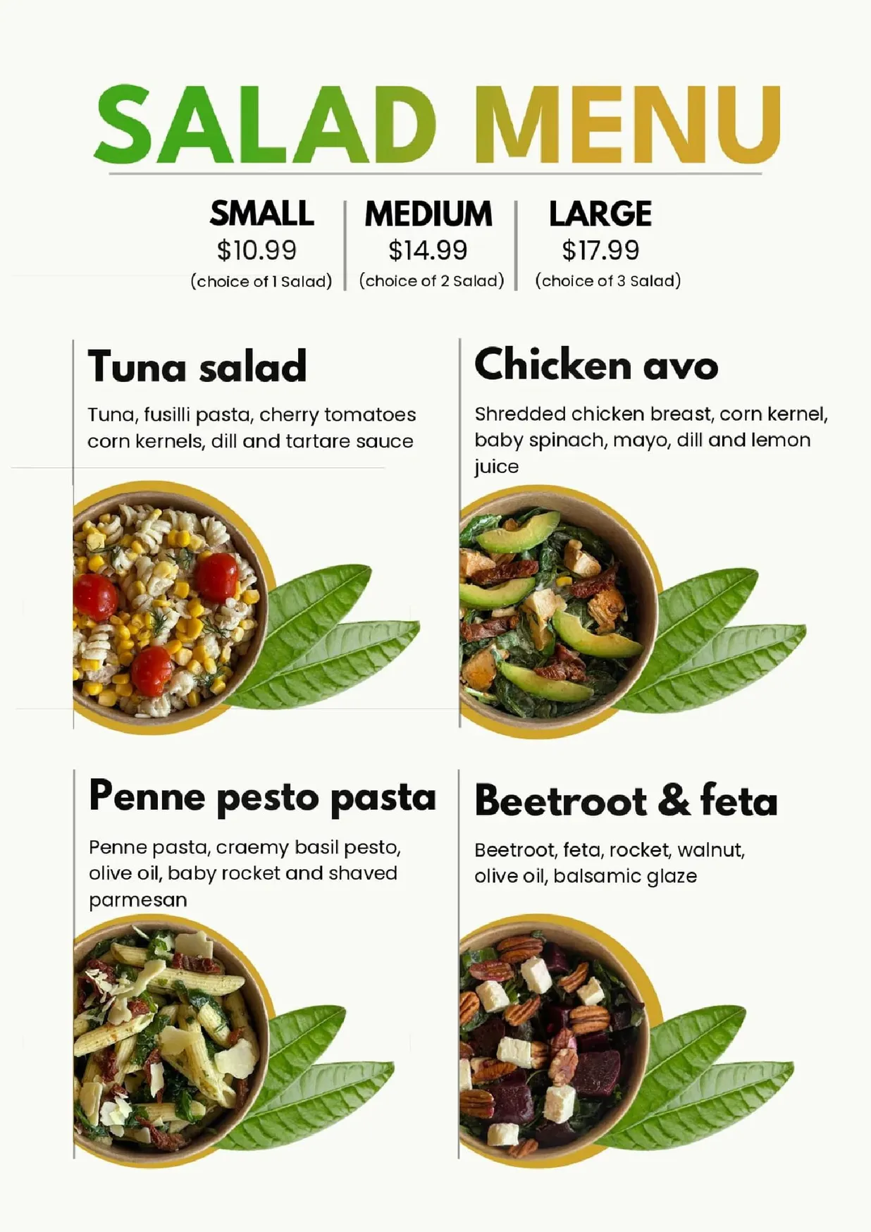 Freshbite Health Bar menu, page 2