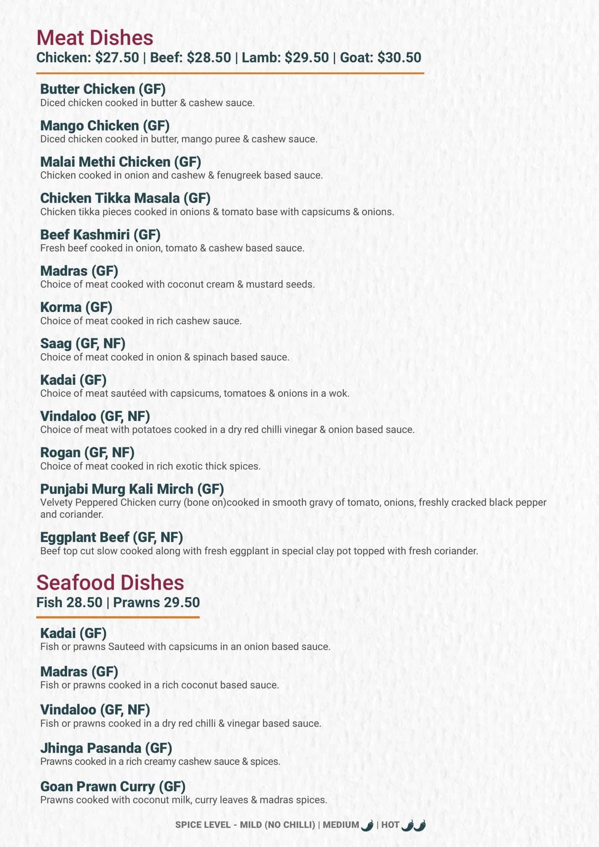 Punjabi Palace menu, page 7