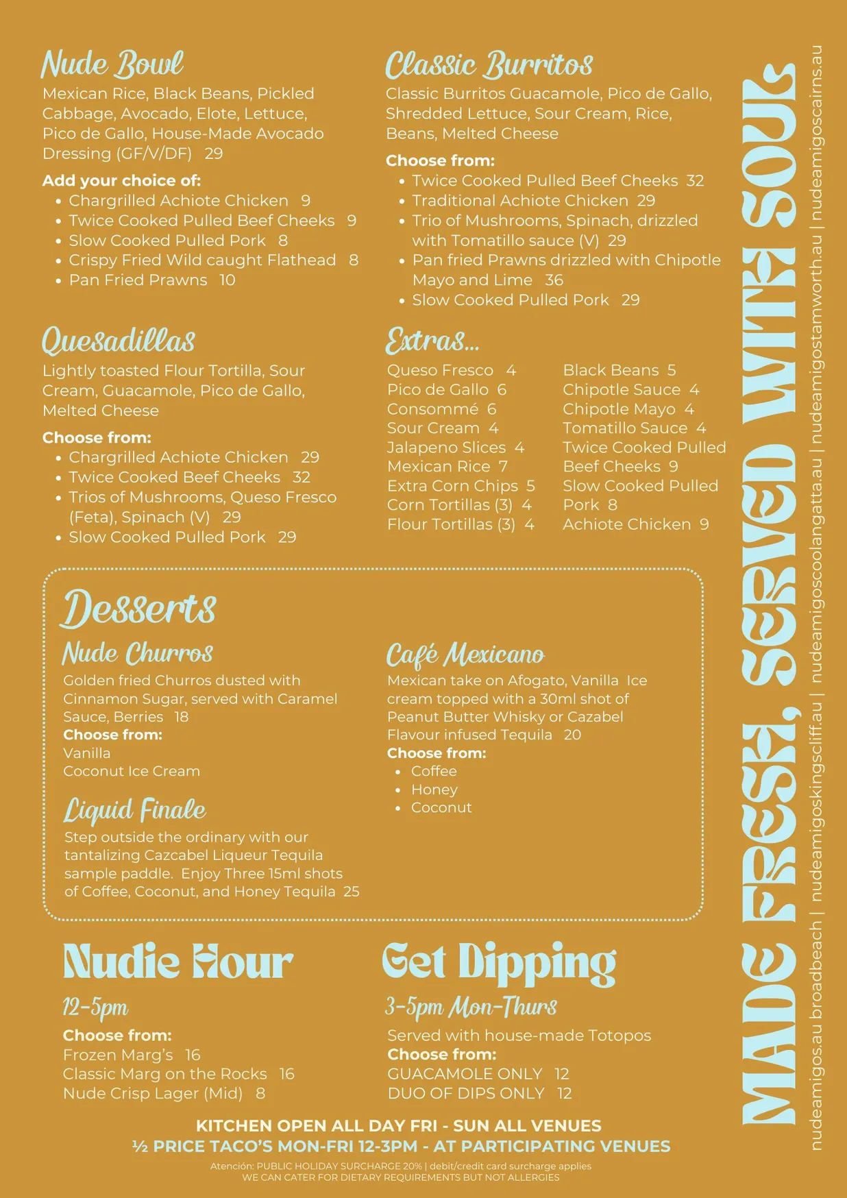 Nude Amigos - Kingscliff menu, page 2