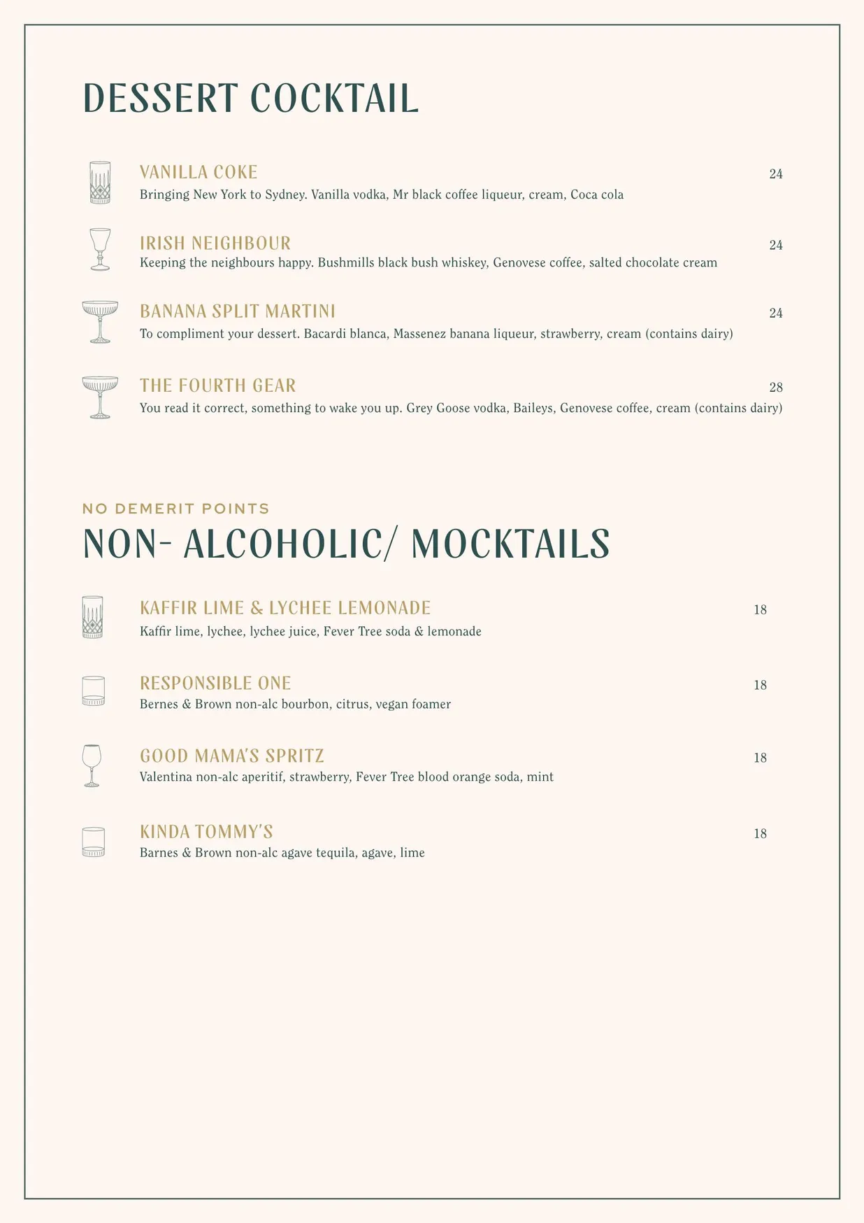 The Hideaway menu, page 5