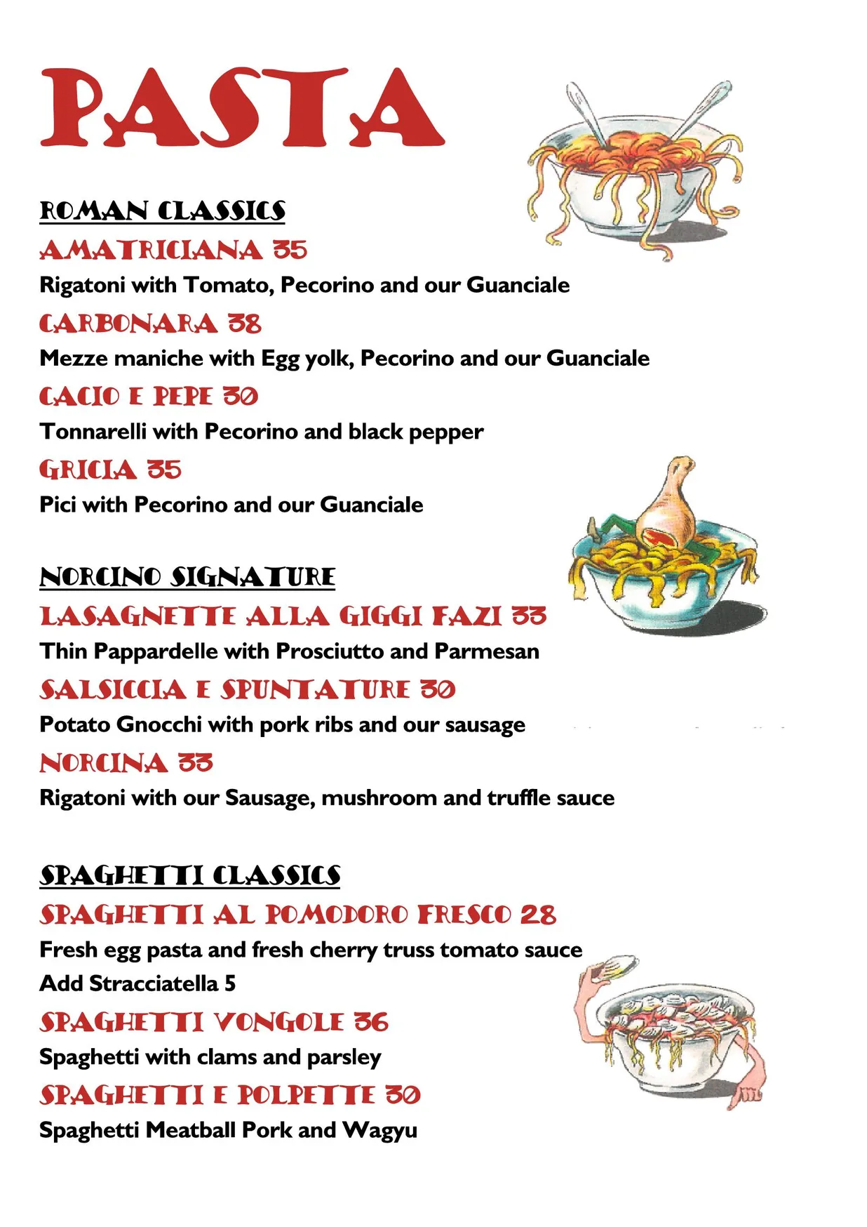 Norcino menu, page 4