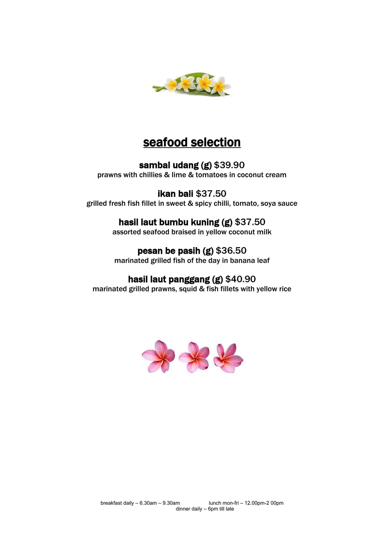 Bayleaf Balinese Restaurant menu, page 7