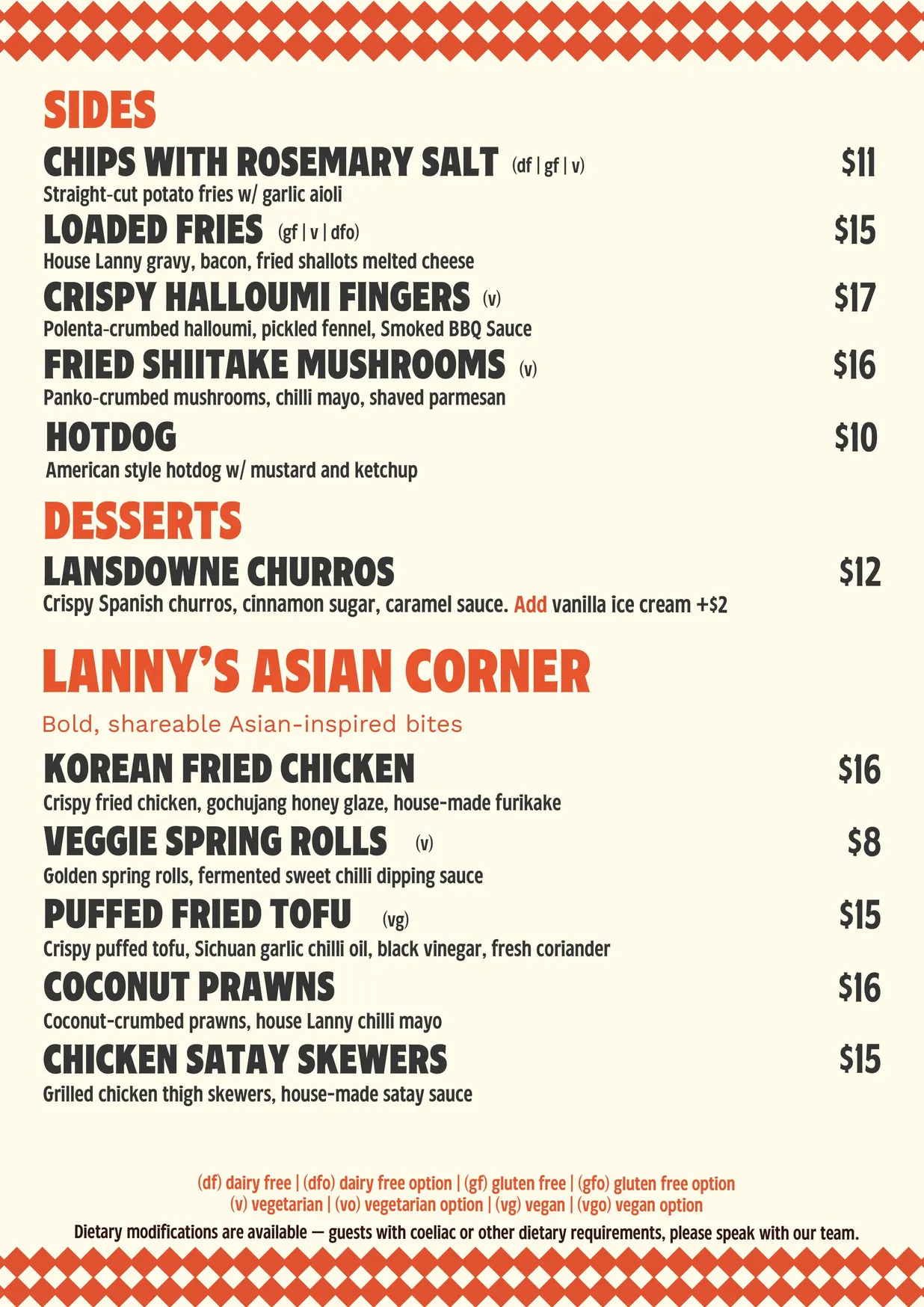 The Landsdowne Hotel menu, page 2