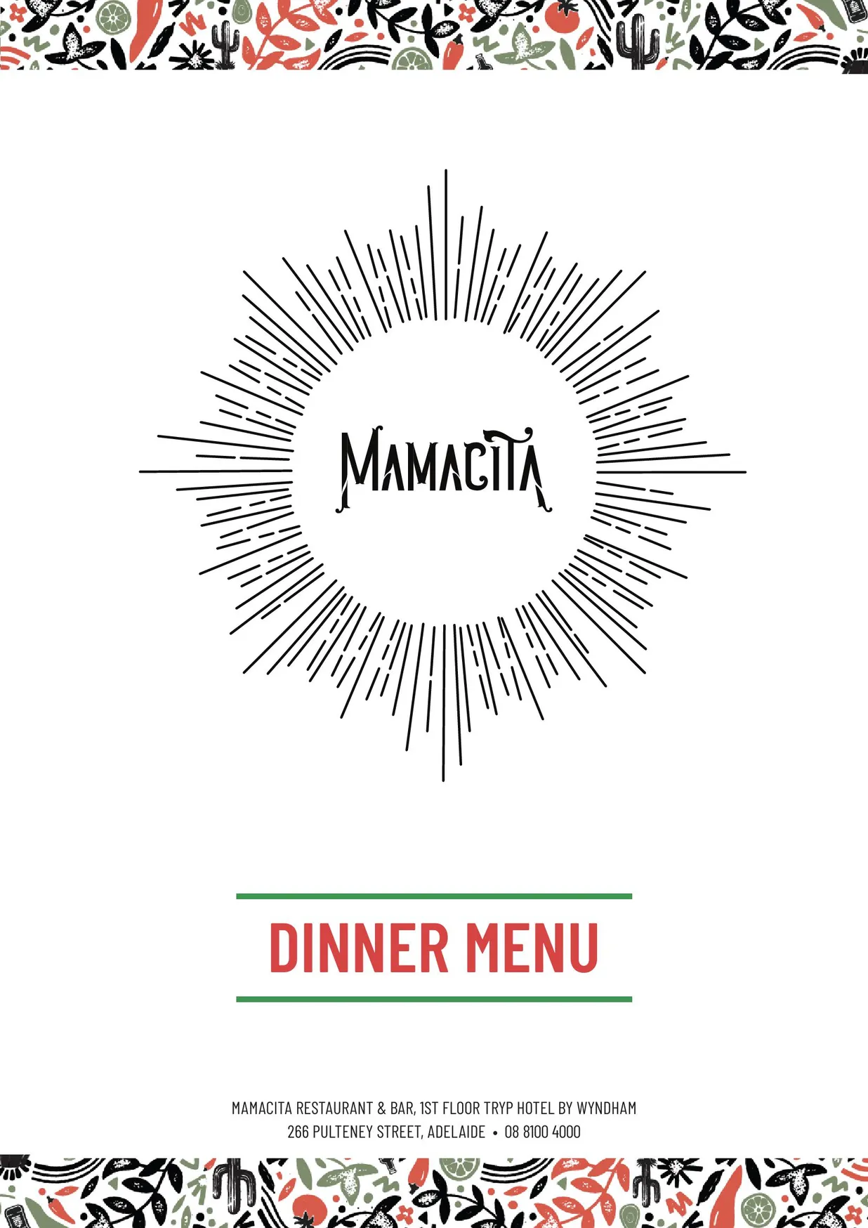 Mamacita Bar and Restaurant menu, page 1