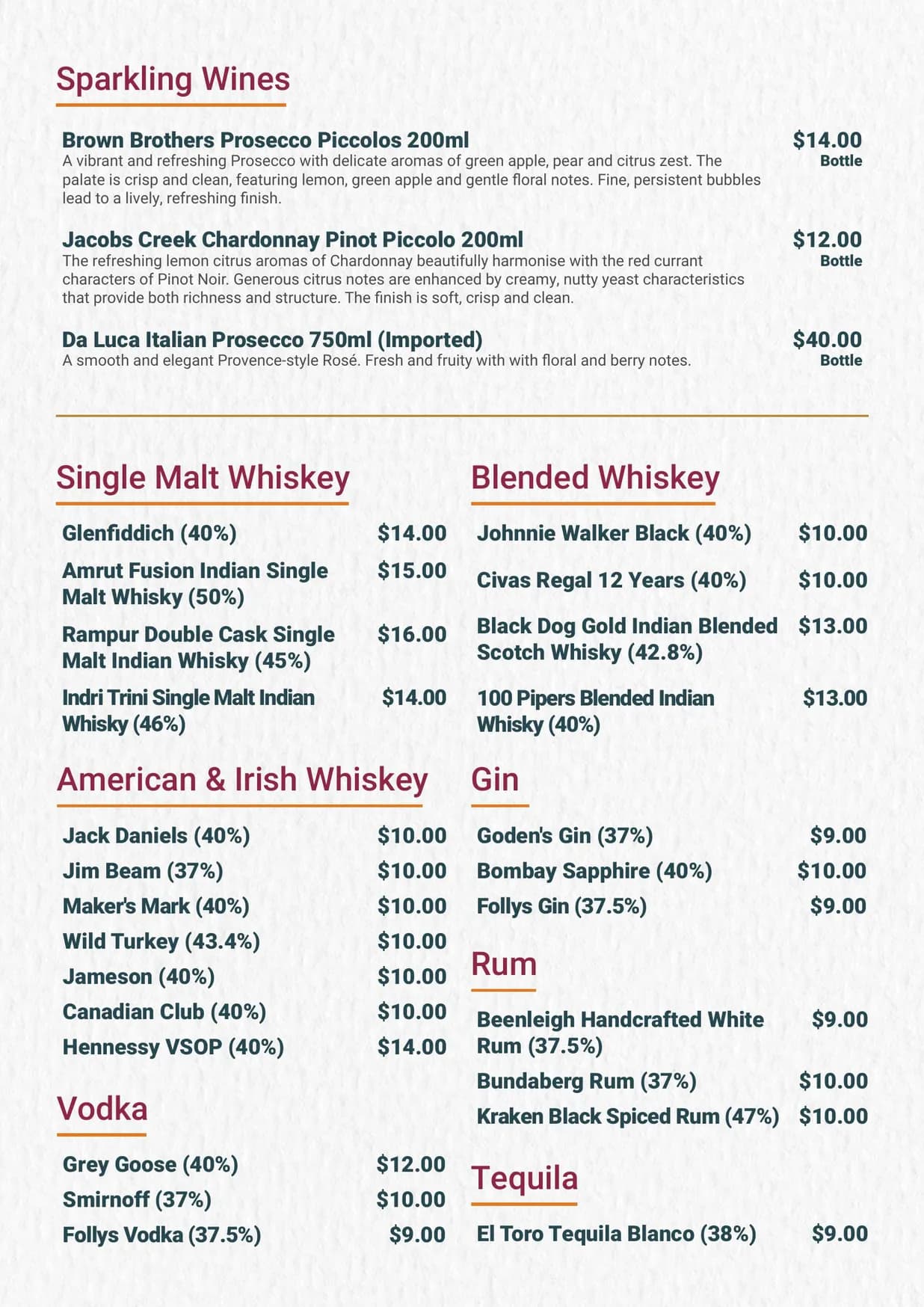 Punjabi Palace menu, page 12