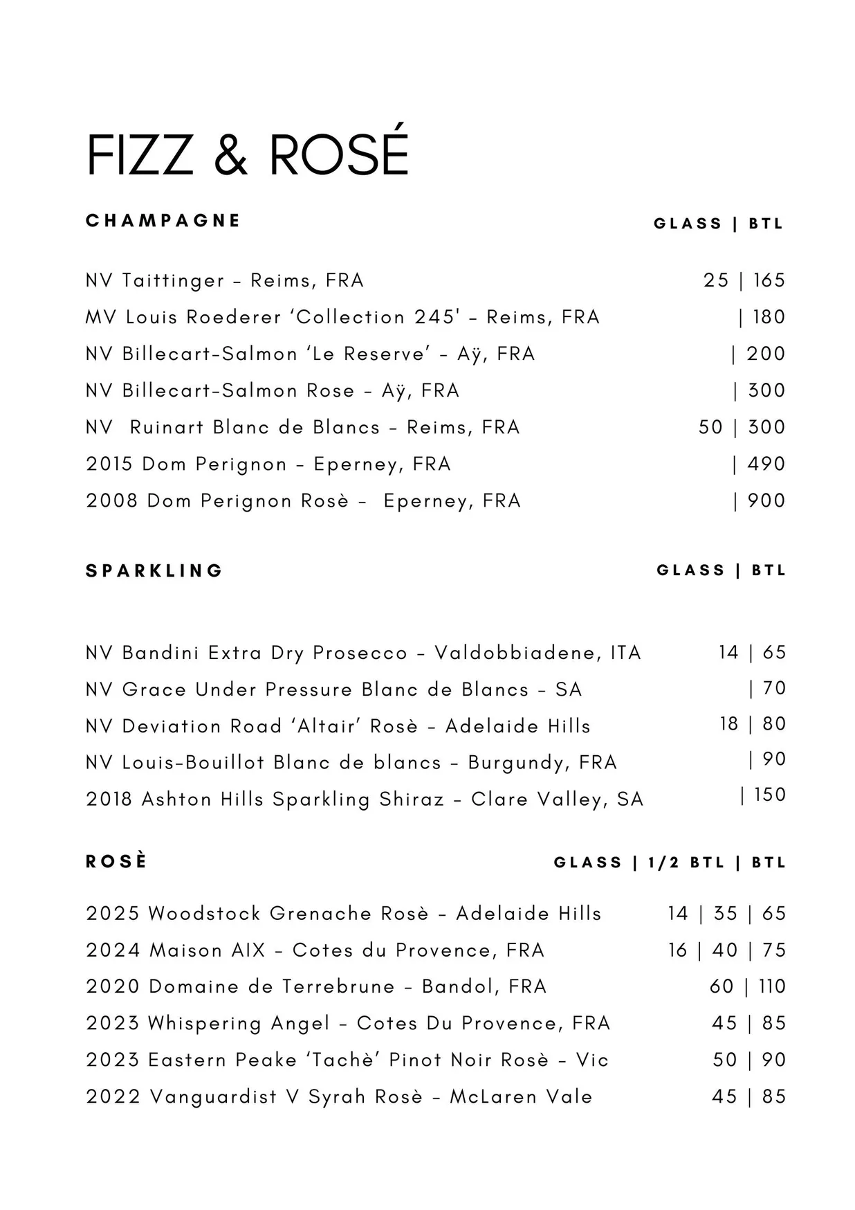 Ballet Wine Bar menu, page 5