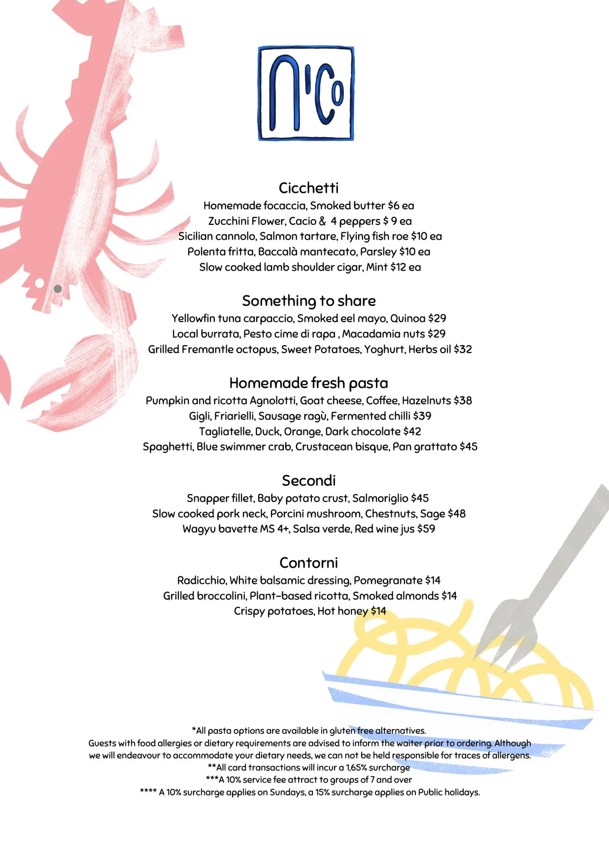 Nico menu, page 1