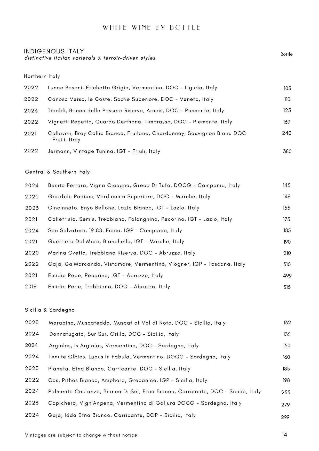 Antica menu, page 18