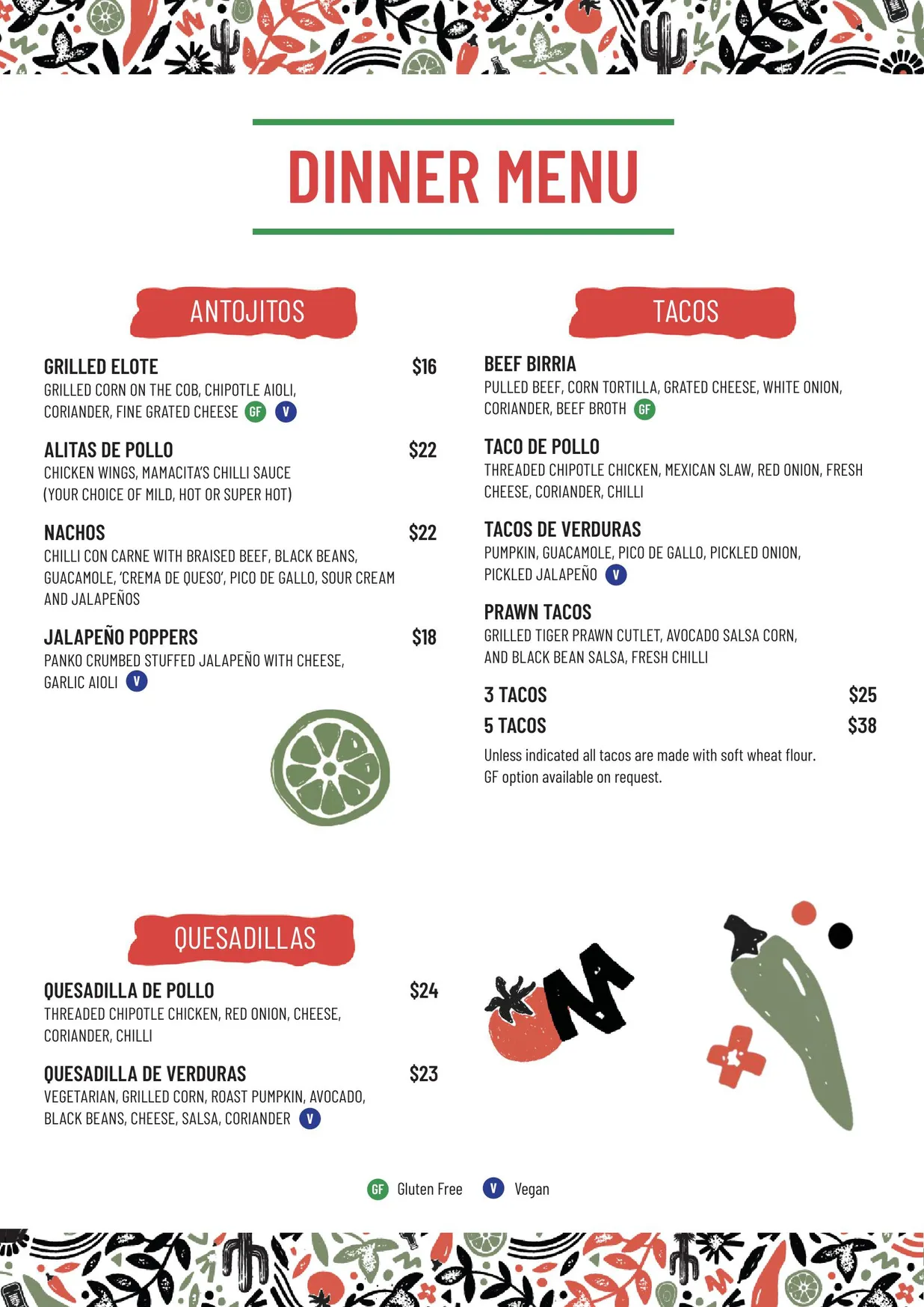 Mamacita Bar and Restaurant menu, page 2