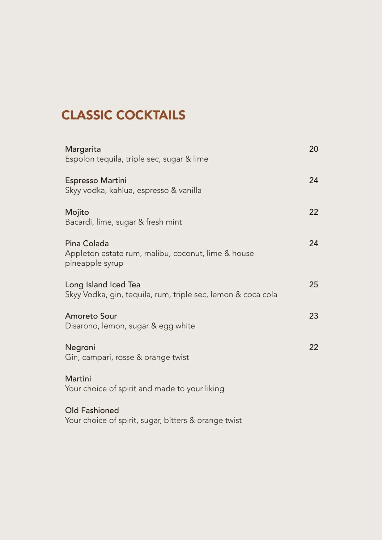 Both Espresso and Wine menu, page 6