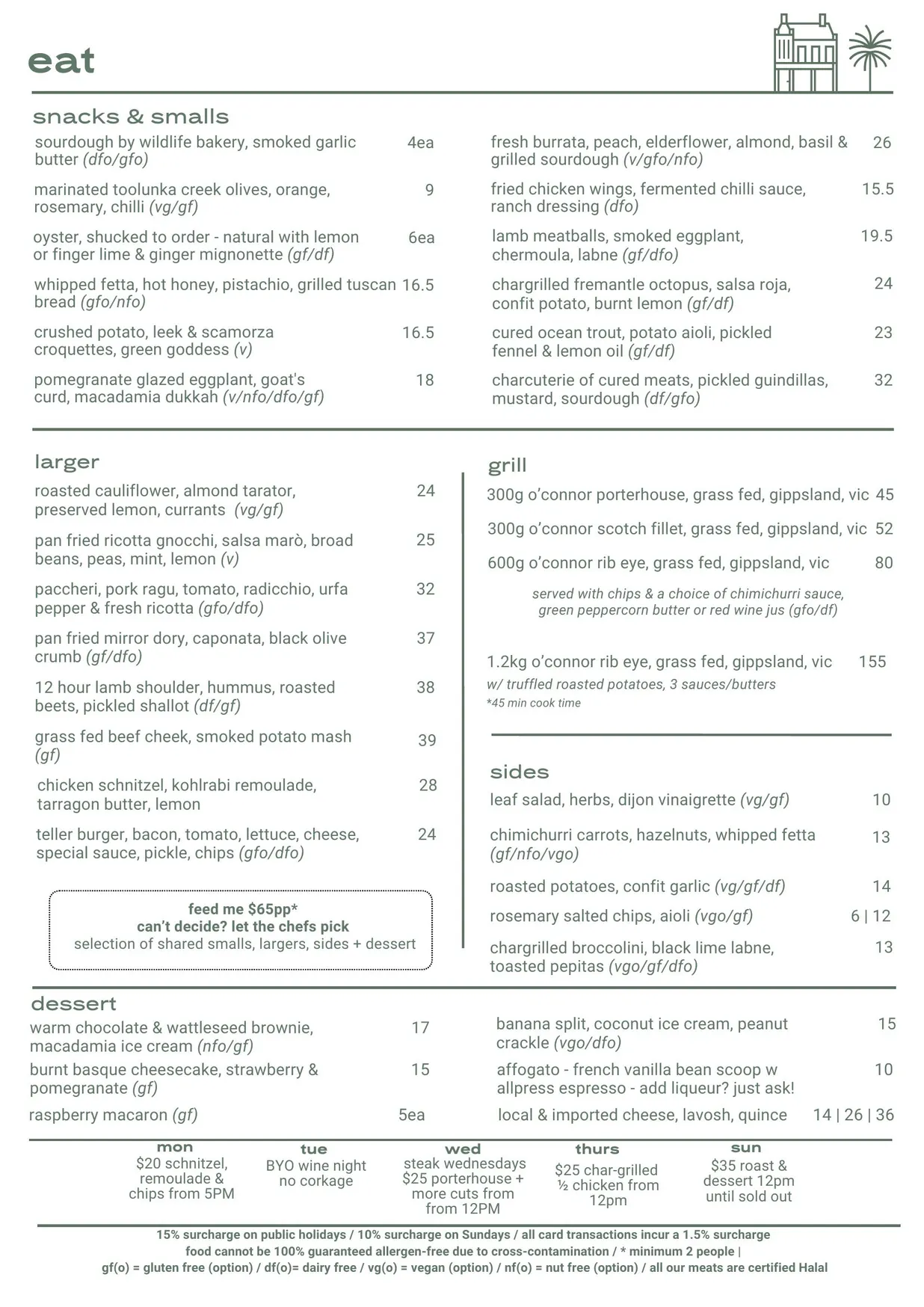 Teller menu, page 1