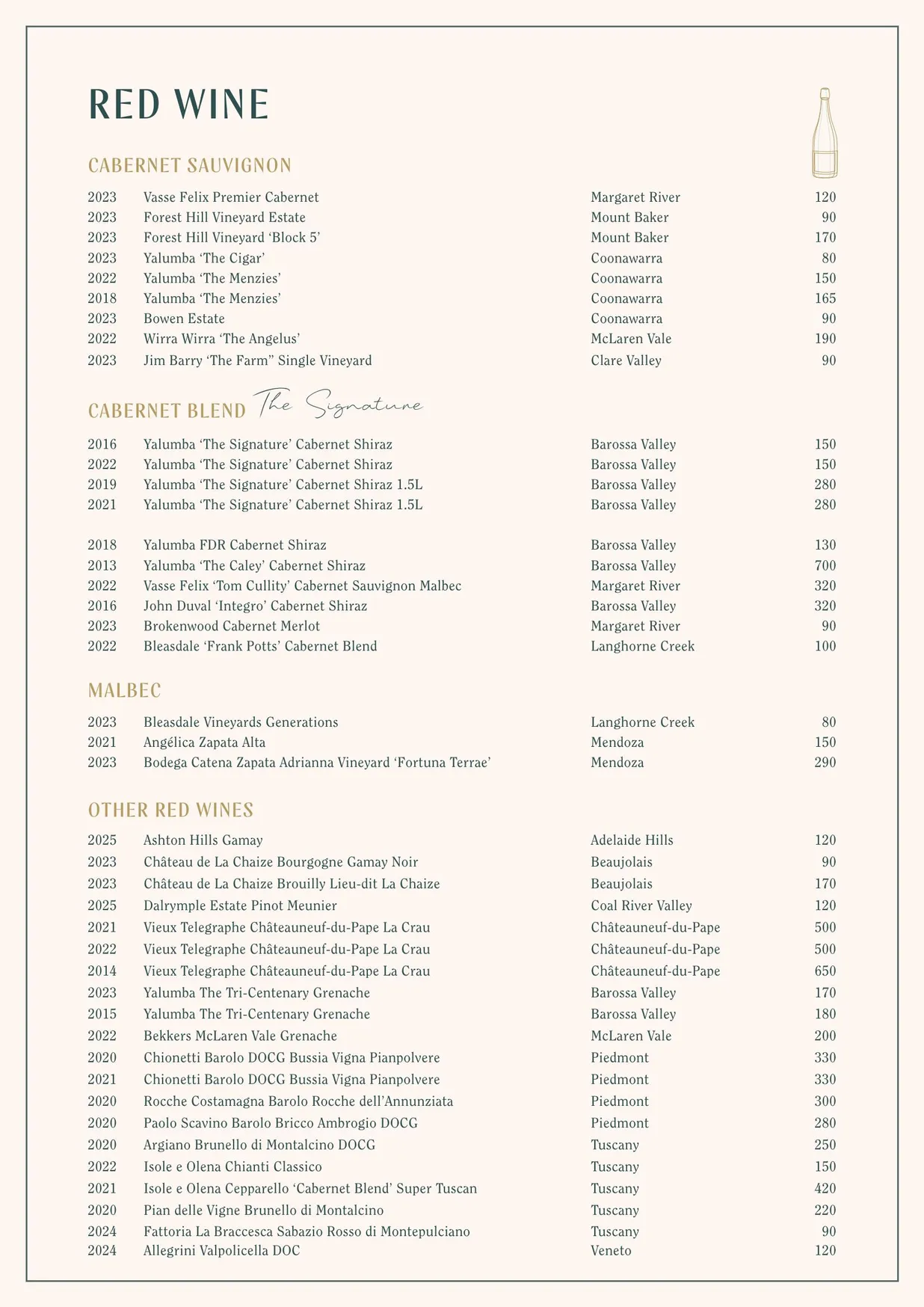 The Hideaway menu, page 13