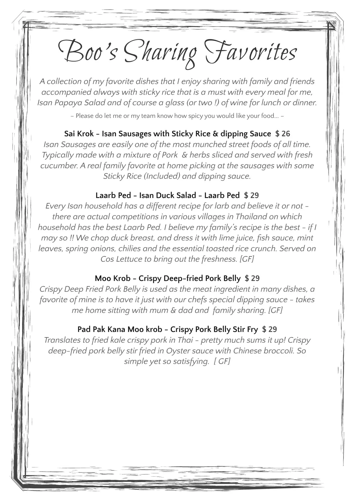 Boo's Kitchen menu, page 5