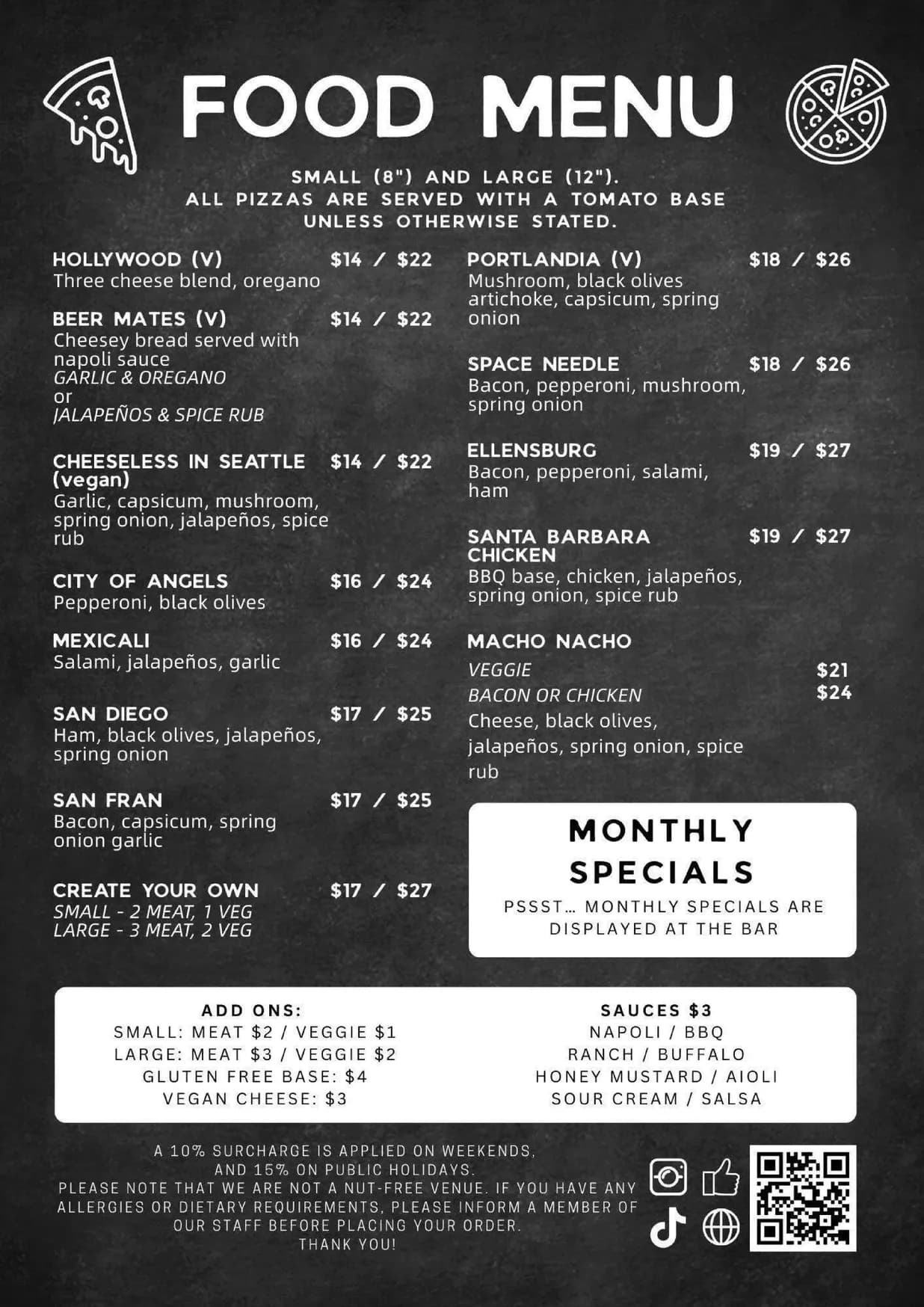 Westside Ale Works menu, page 1