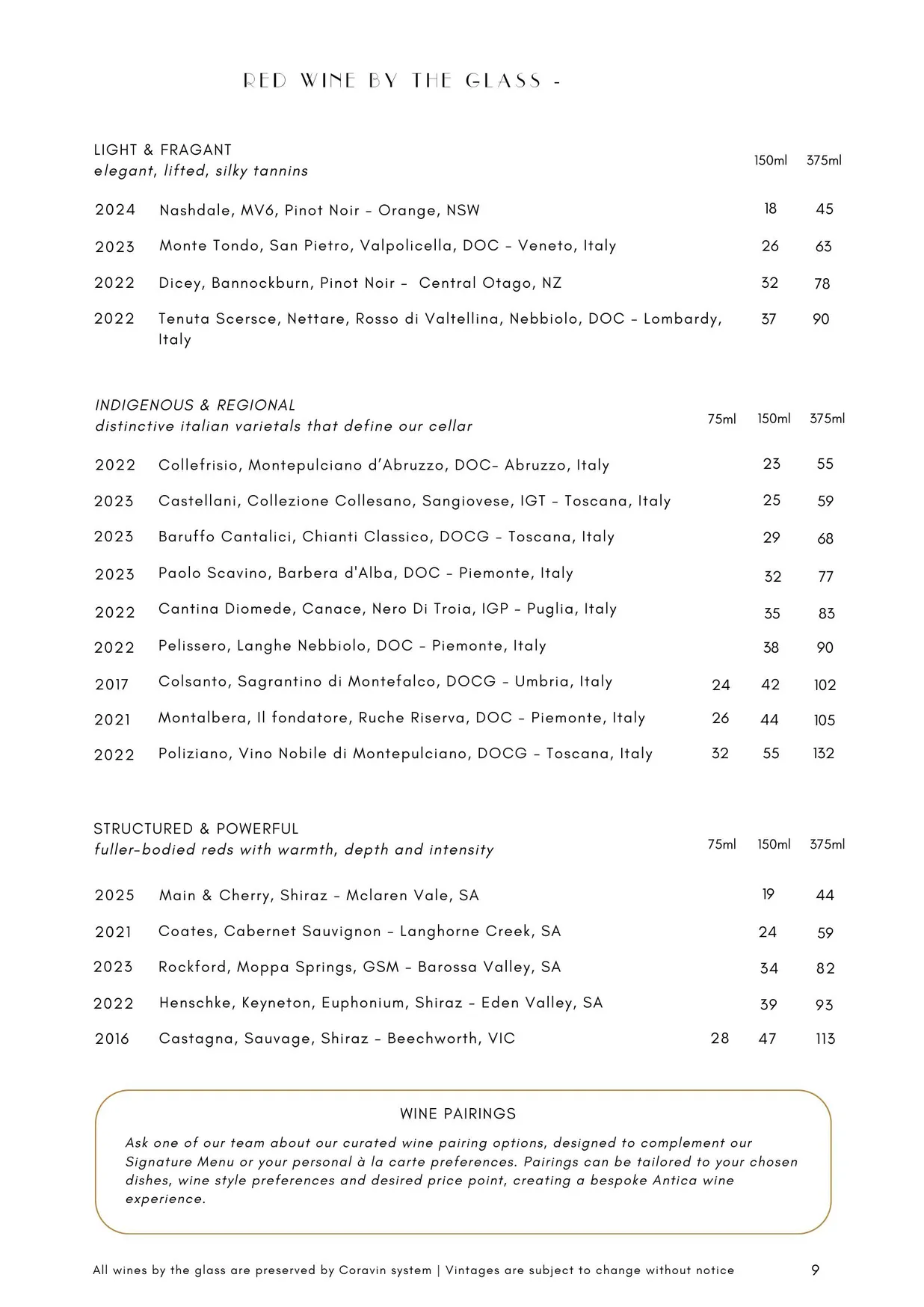 Antica menu, page 13