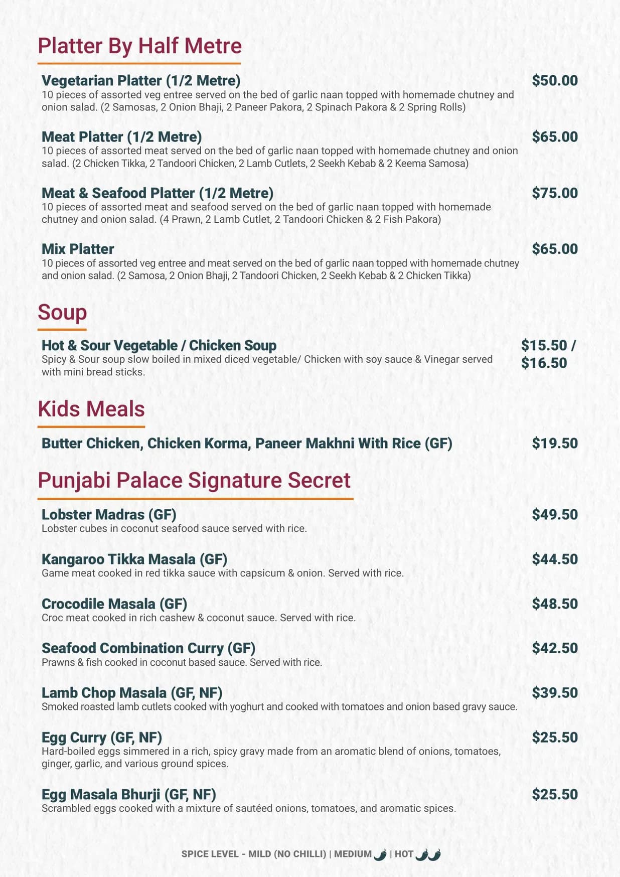 Punjabi Palace menu, page 5