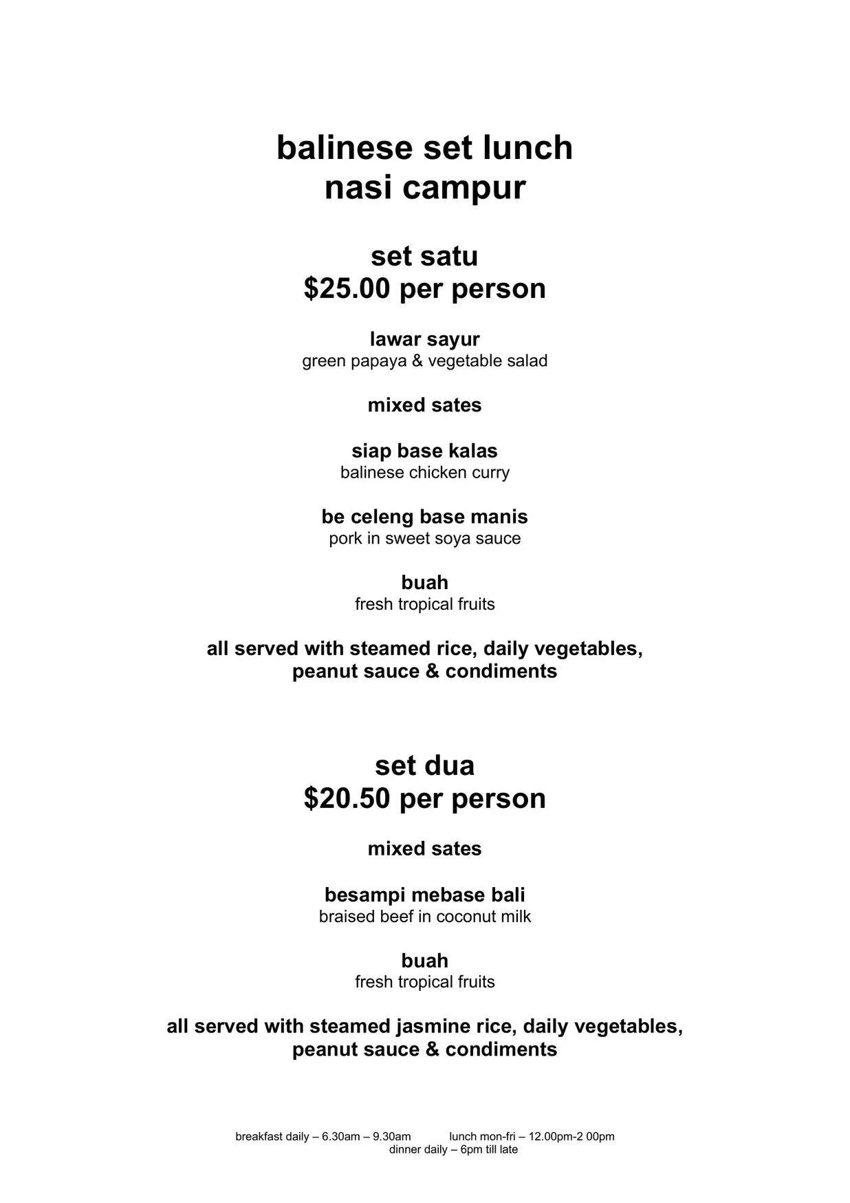 Bayleaf Balinese Restaurant menu, page 3
