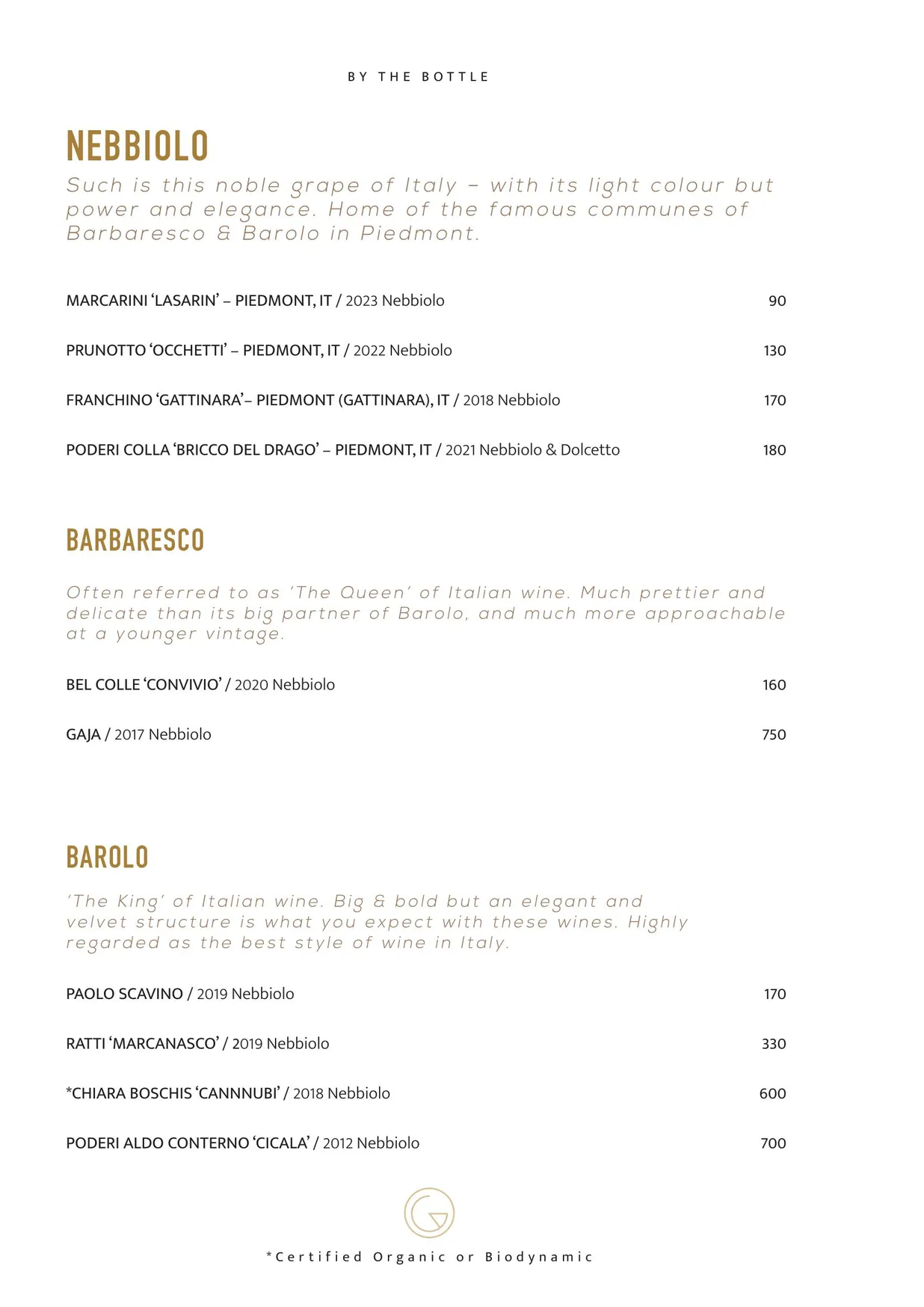 Gemelli Italian menu, page 23