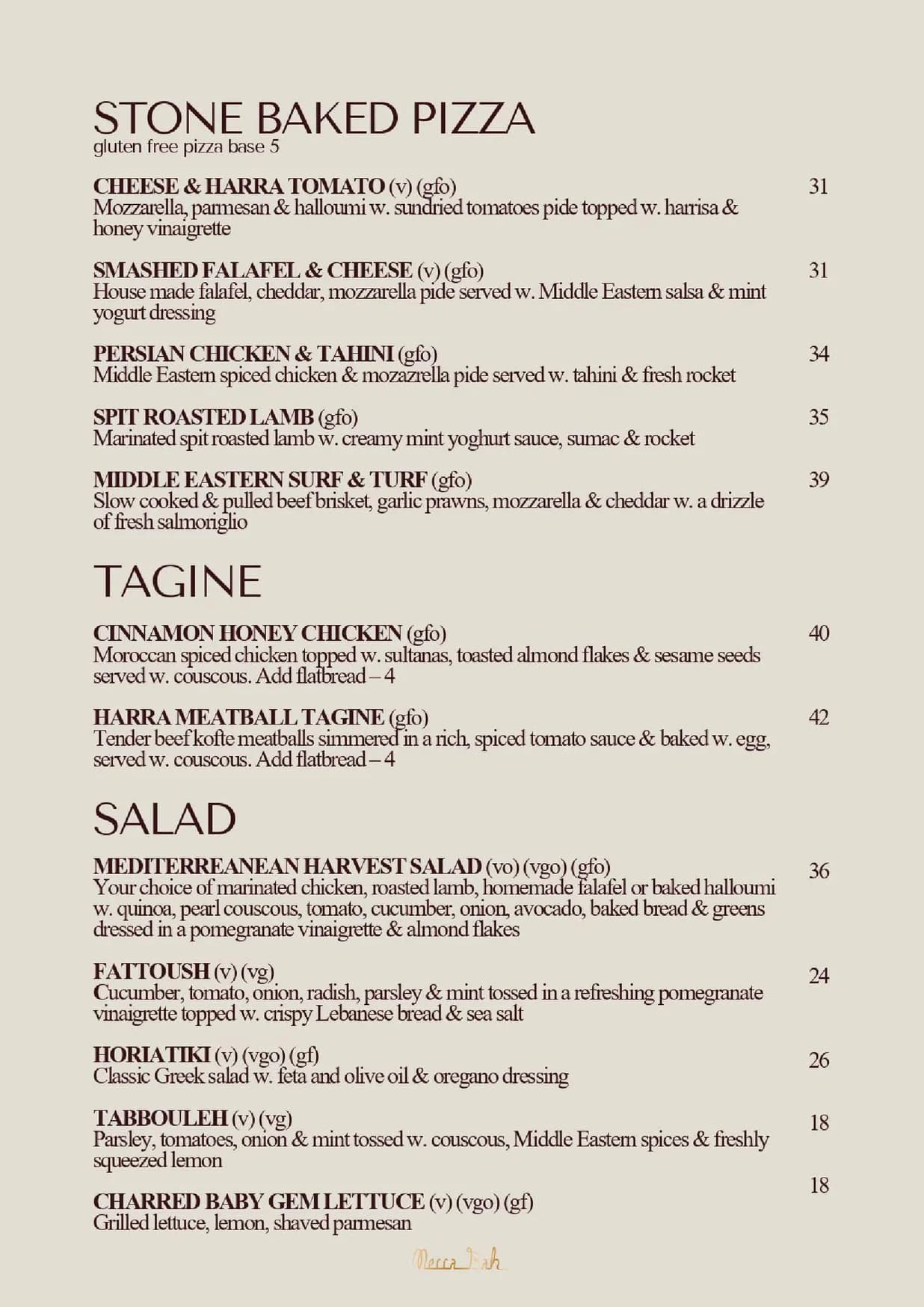Mecca Bah menu, page 4