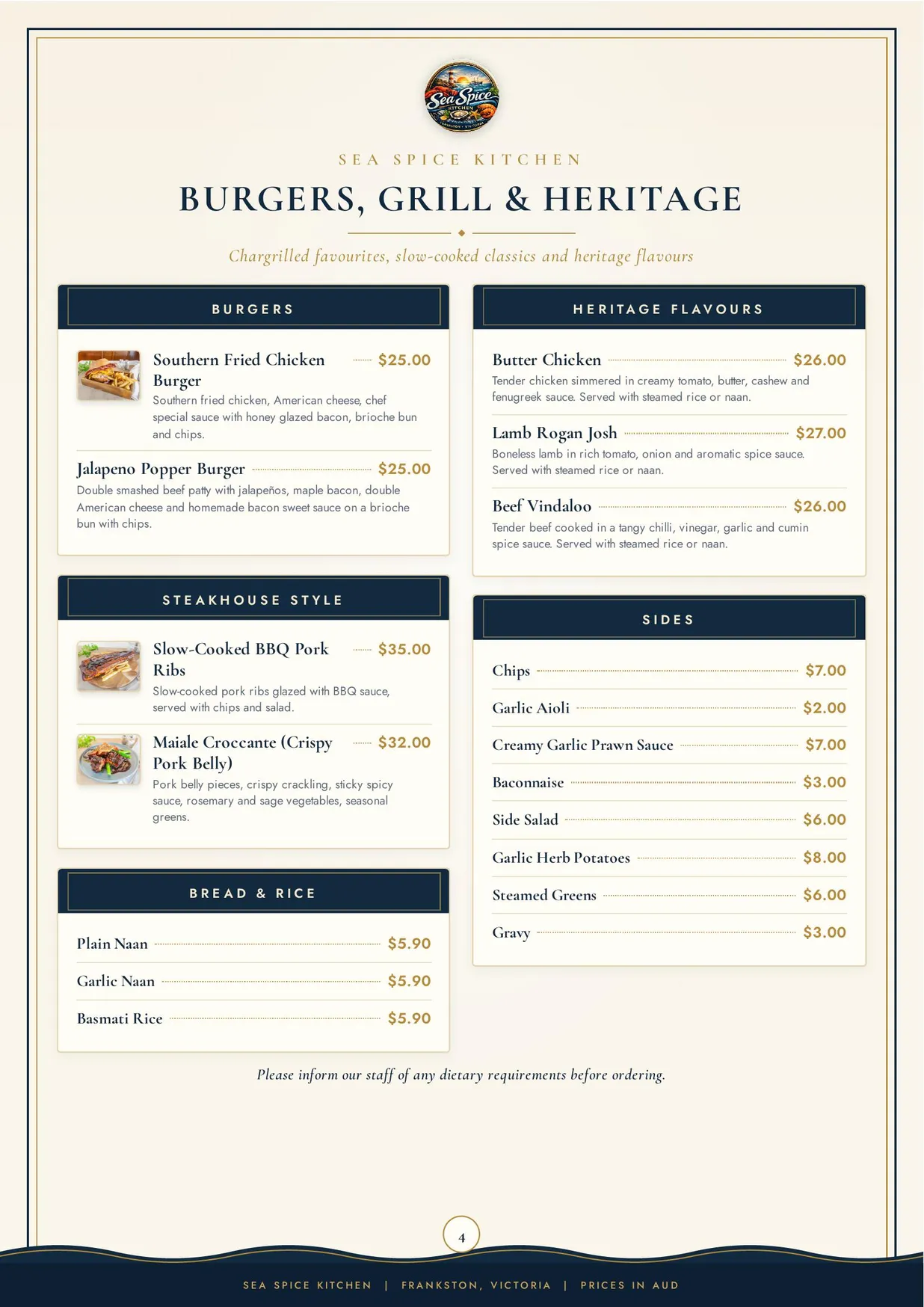 Sea Spice Kitchen menu, page 4