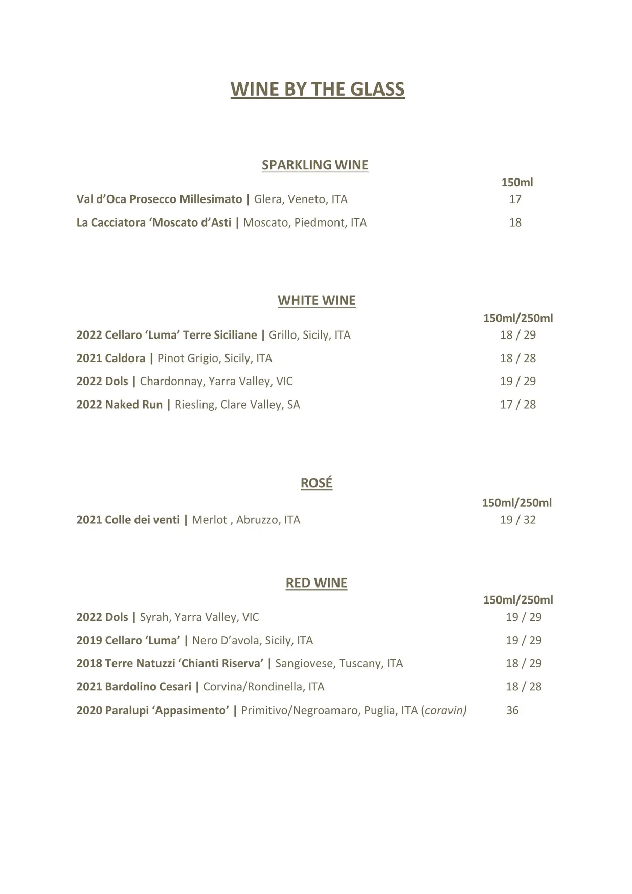 Olio Kensington Street menu, page 6