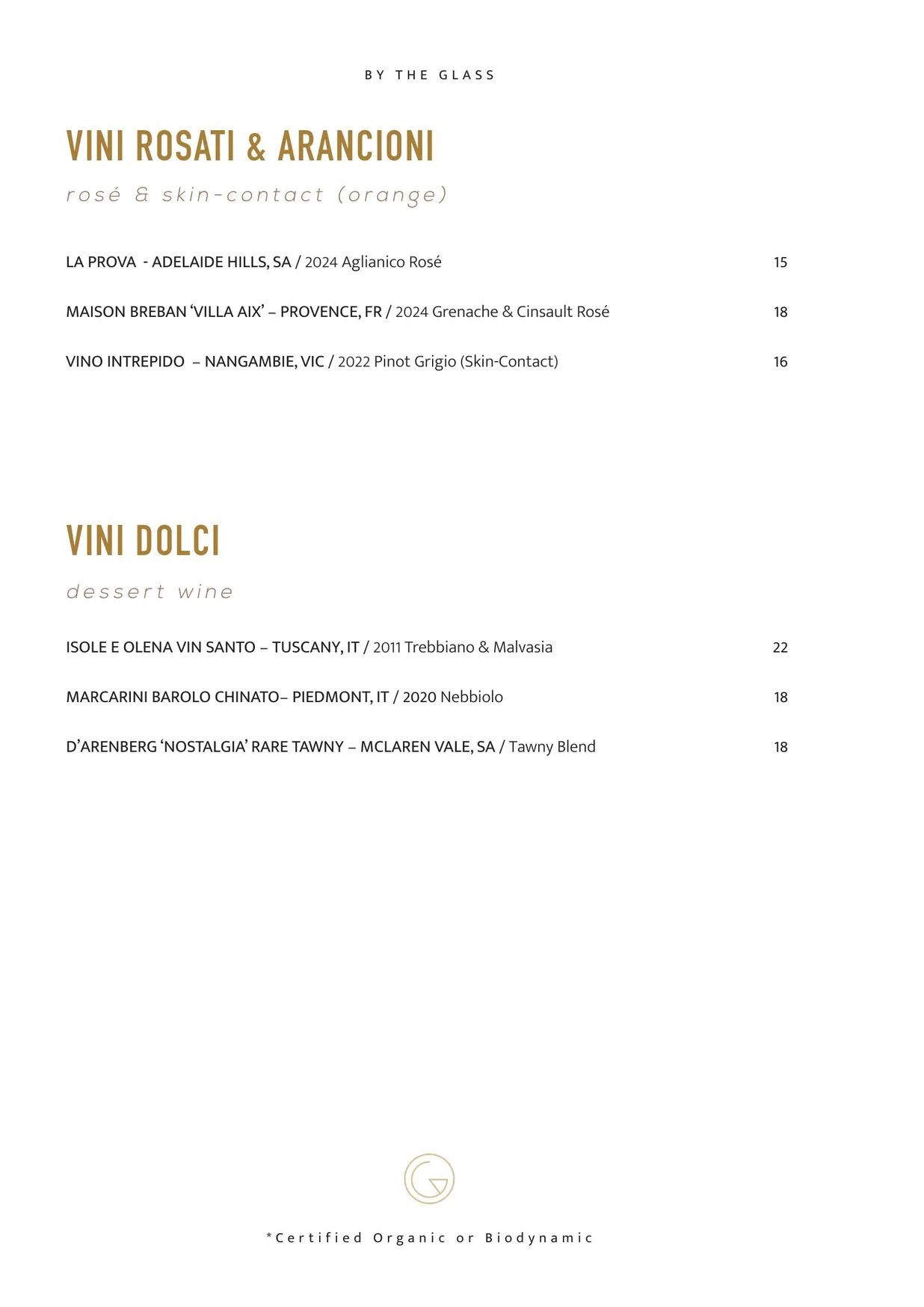 Gemelli Italian menu, page 15
