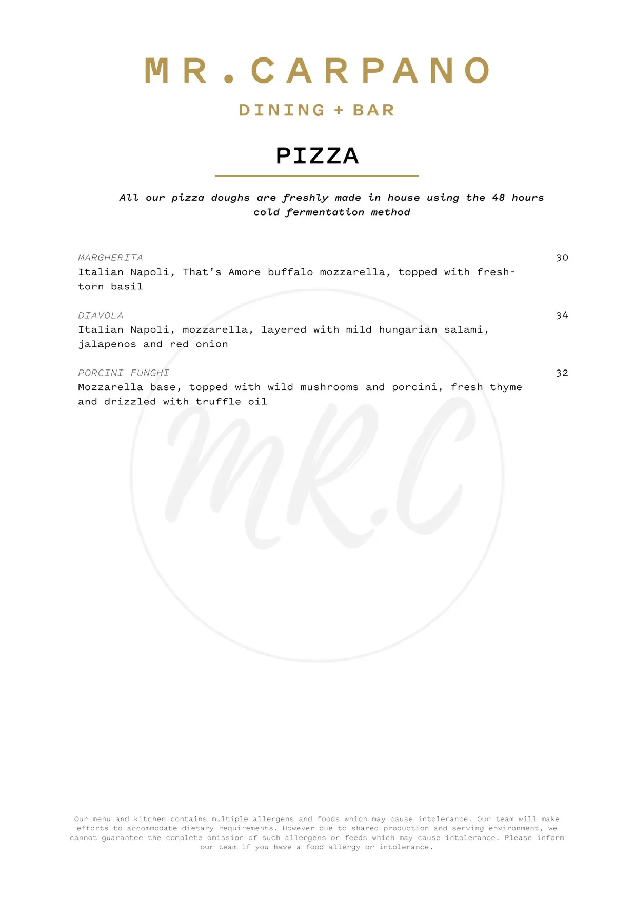 Mr. Carpano Dining + Bar menu, page 4