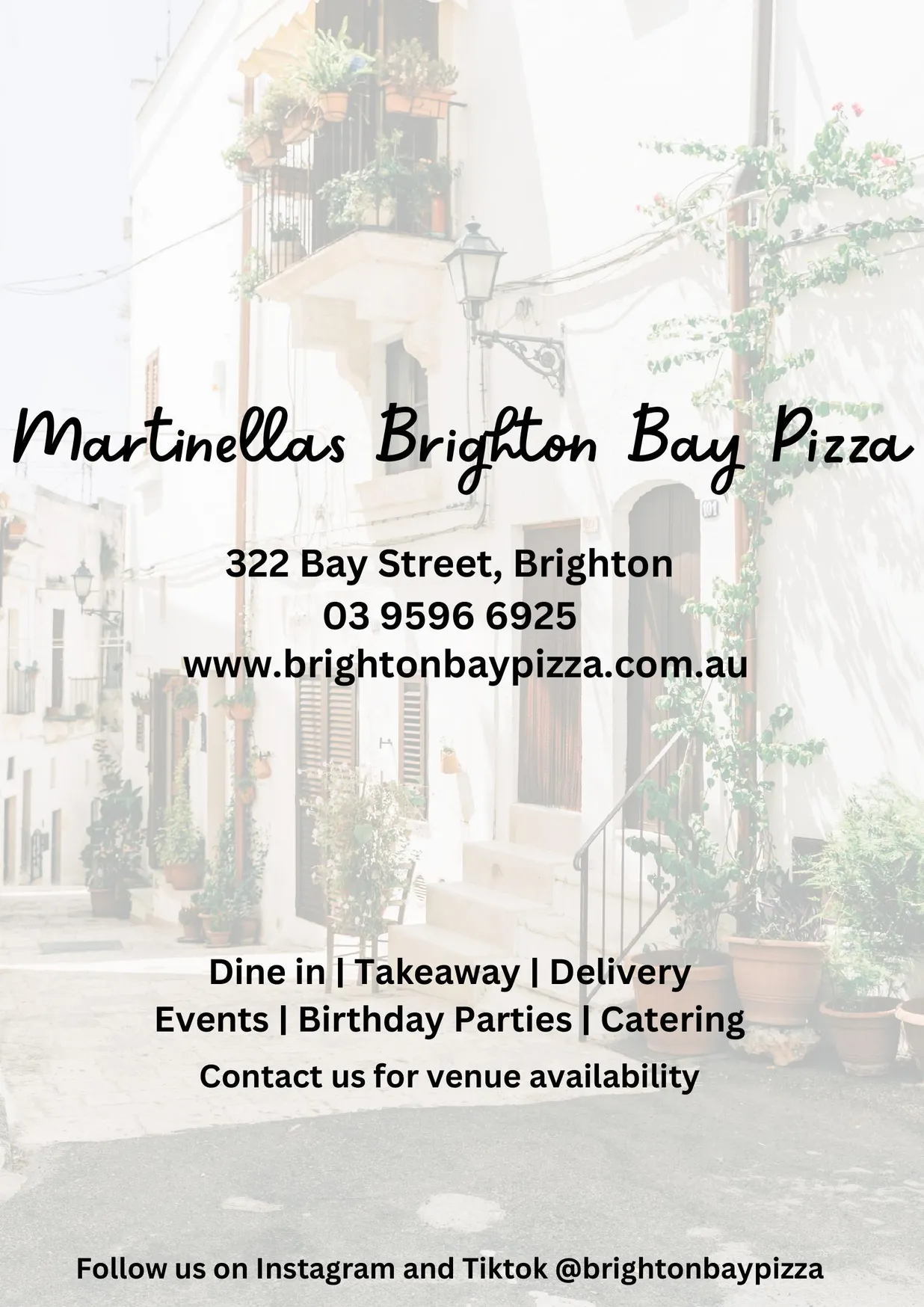 Martinellas Brighton Bay Pizza menu, page 1