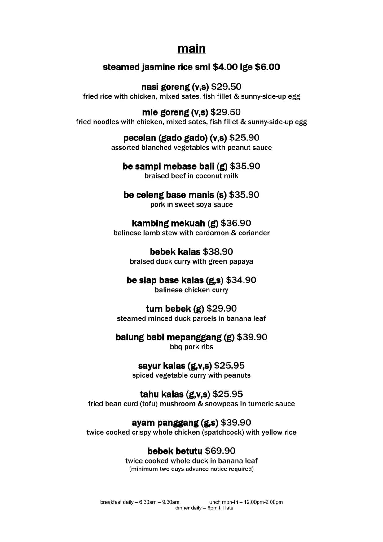 Bayleaf Balinese Restaurant menu, page 6