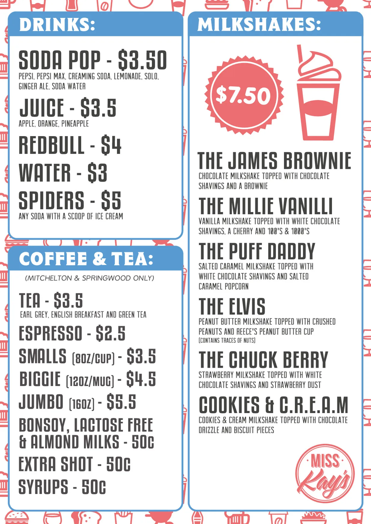 Miss Kay's menu, page 2