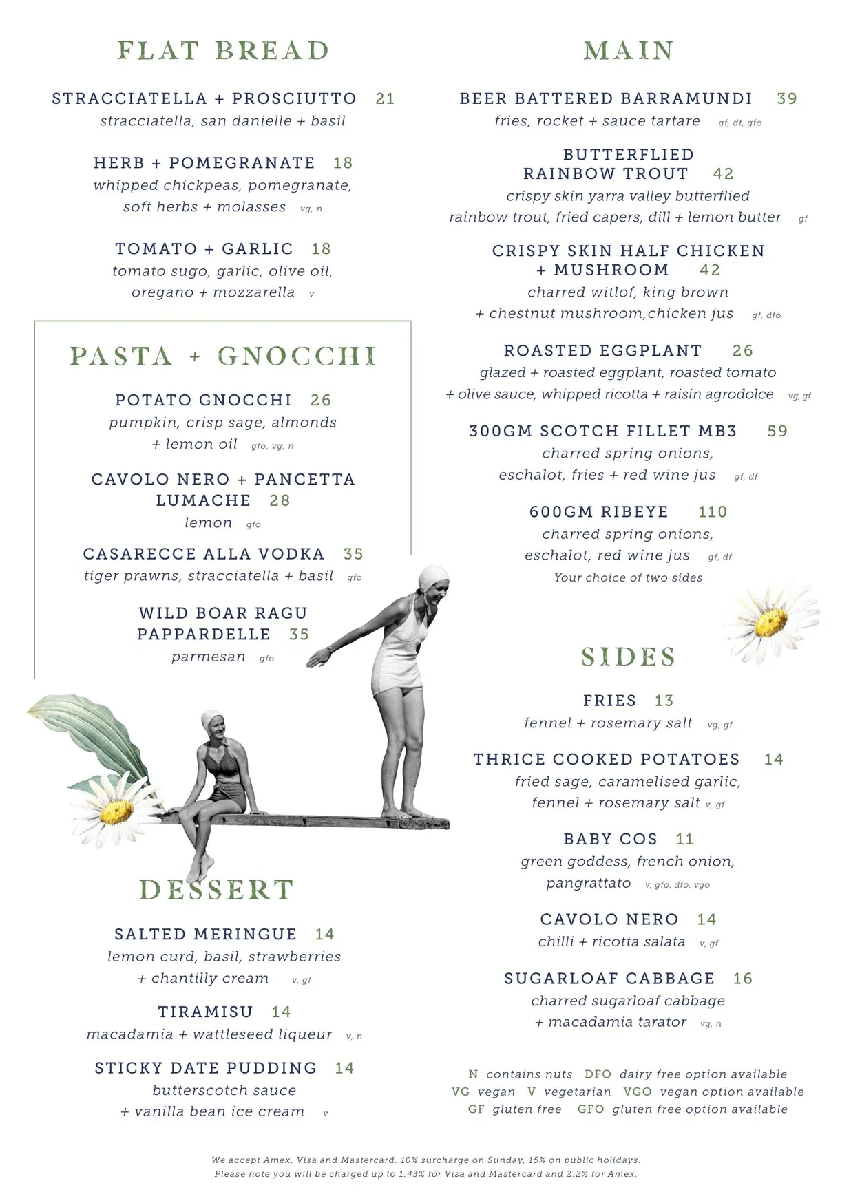 Manly Pavilion menu, page 3