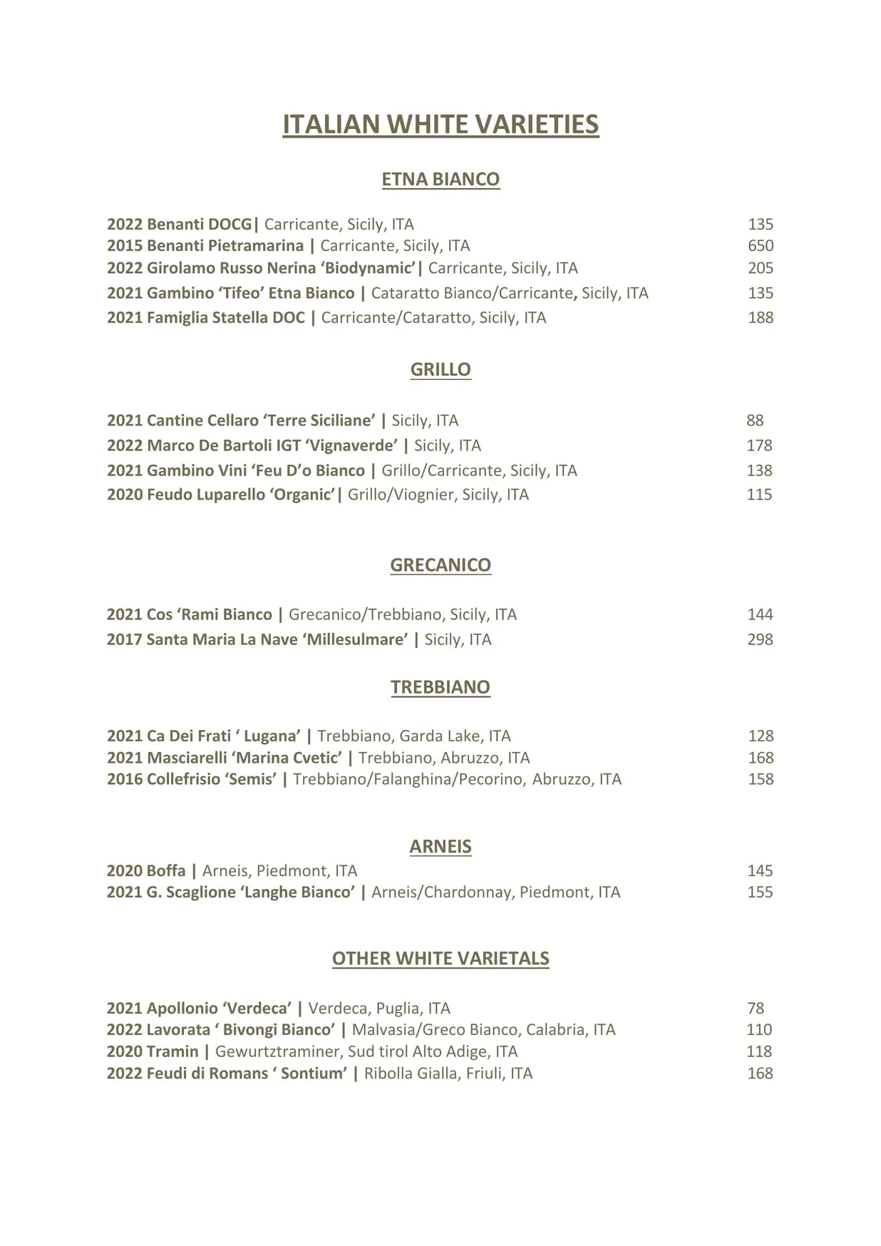 Olio Kensington Street menu, page 9