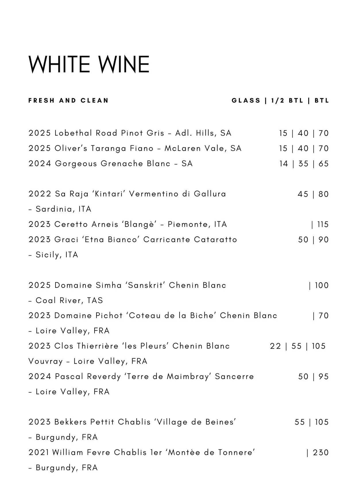 Ballet Wine Bar menu, page 7