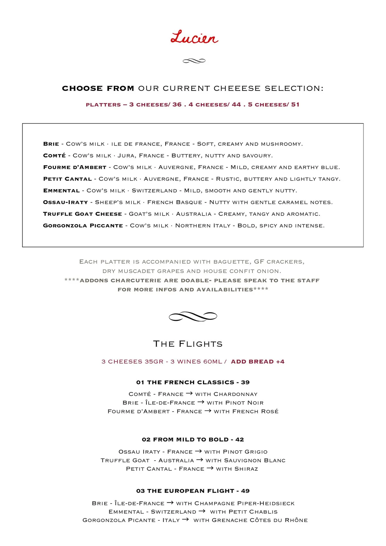 Lucien Bar menu, page 2