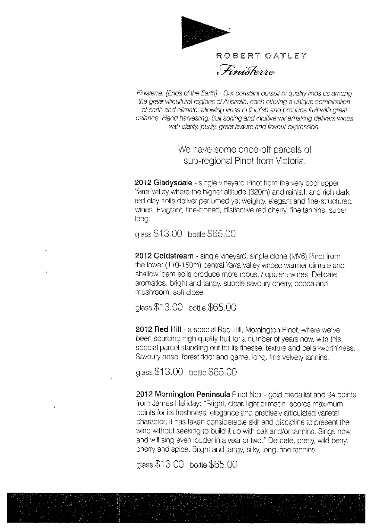 Waterfront Port Melbourne menu, page 1