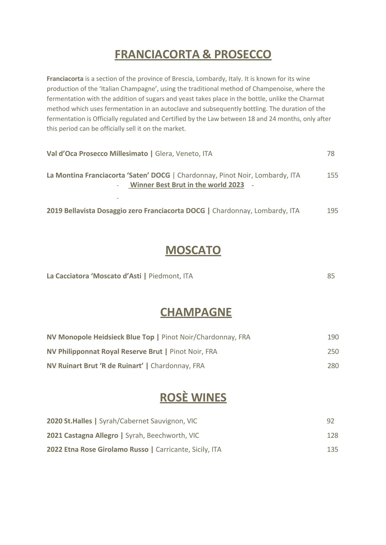 Olio Kensington Street menu, page 7