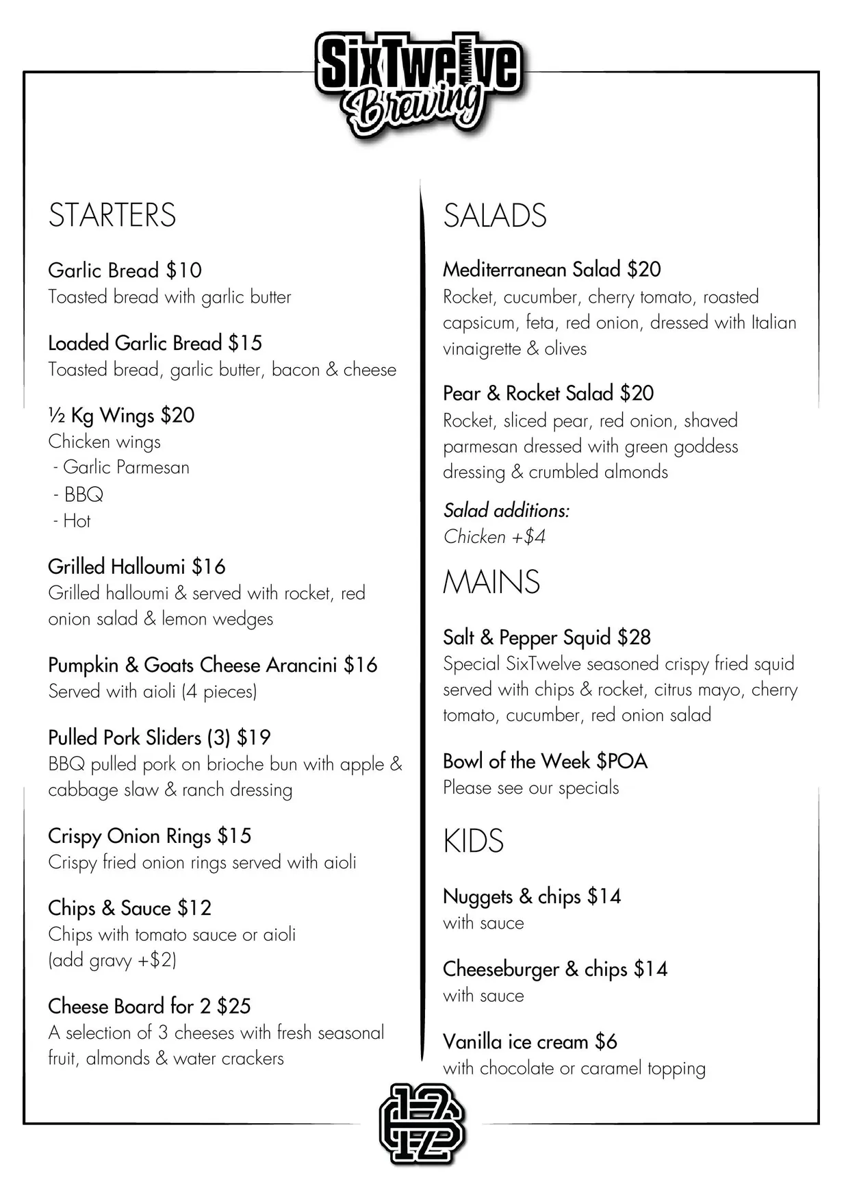 SixTwelve Brewing menu, page 4