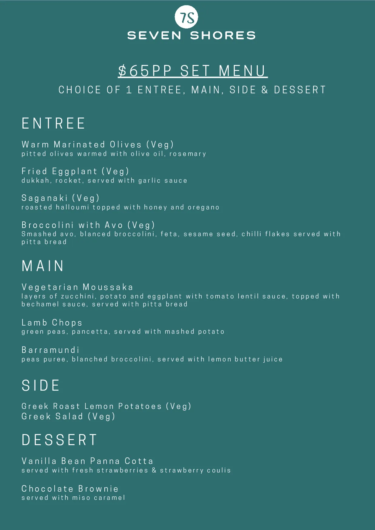 Seven Shores menu, page 7