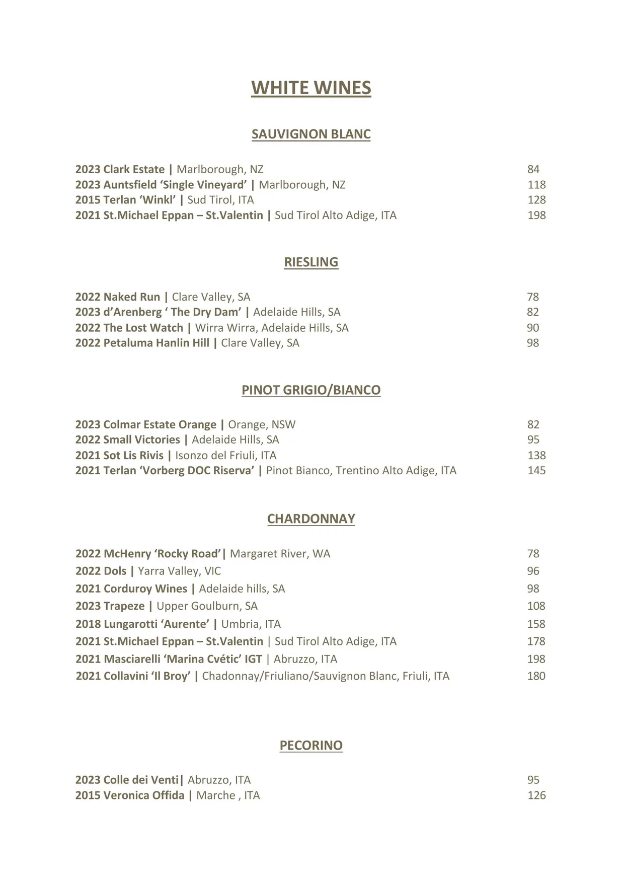 Olio Kensington Street menu, page 8
