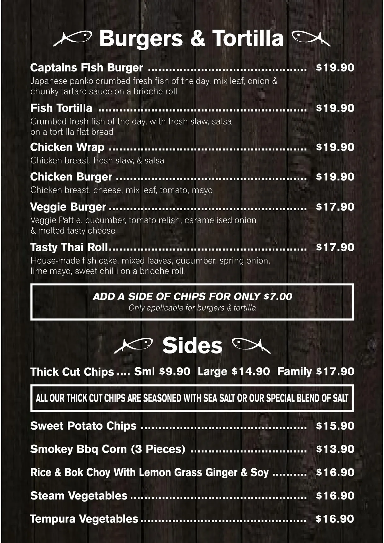 Captain & Co Fish Bar menu, page 2