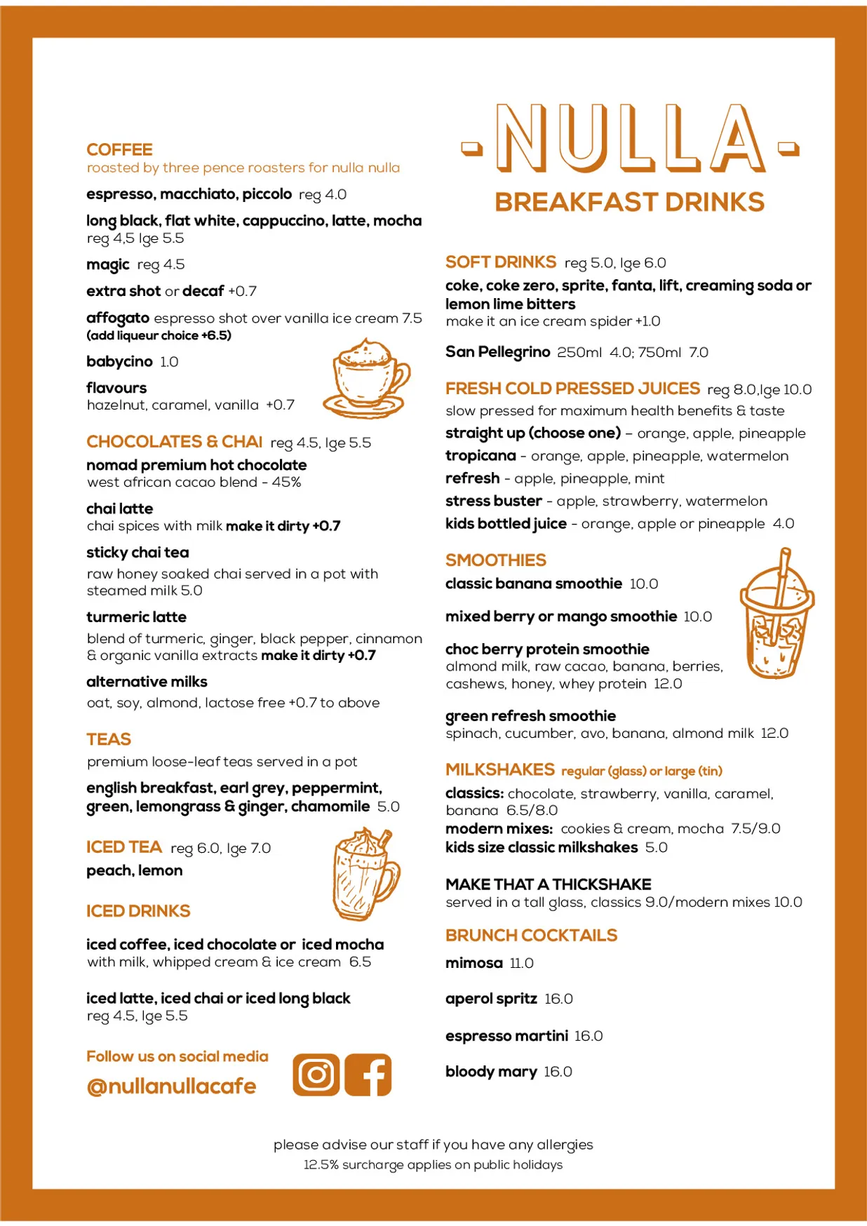 Nulla Nulla Cafe menu, page 5