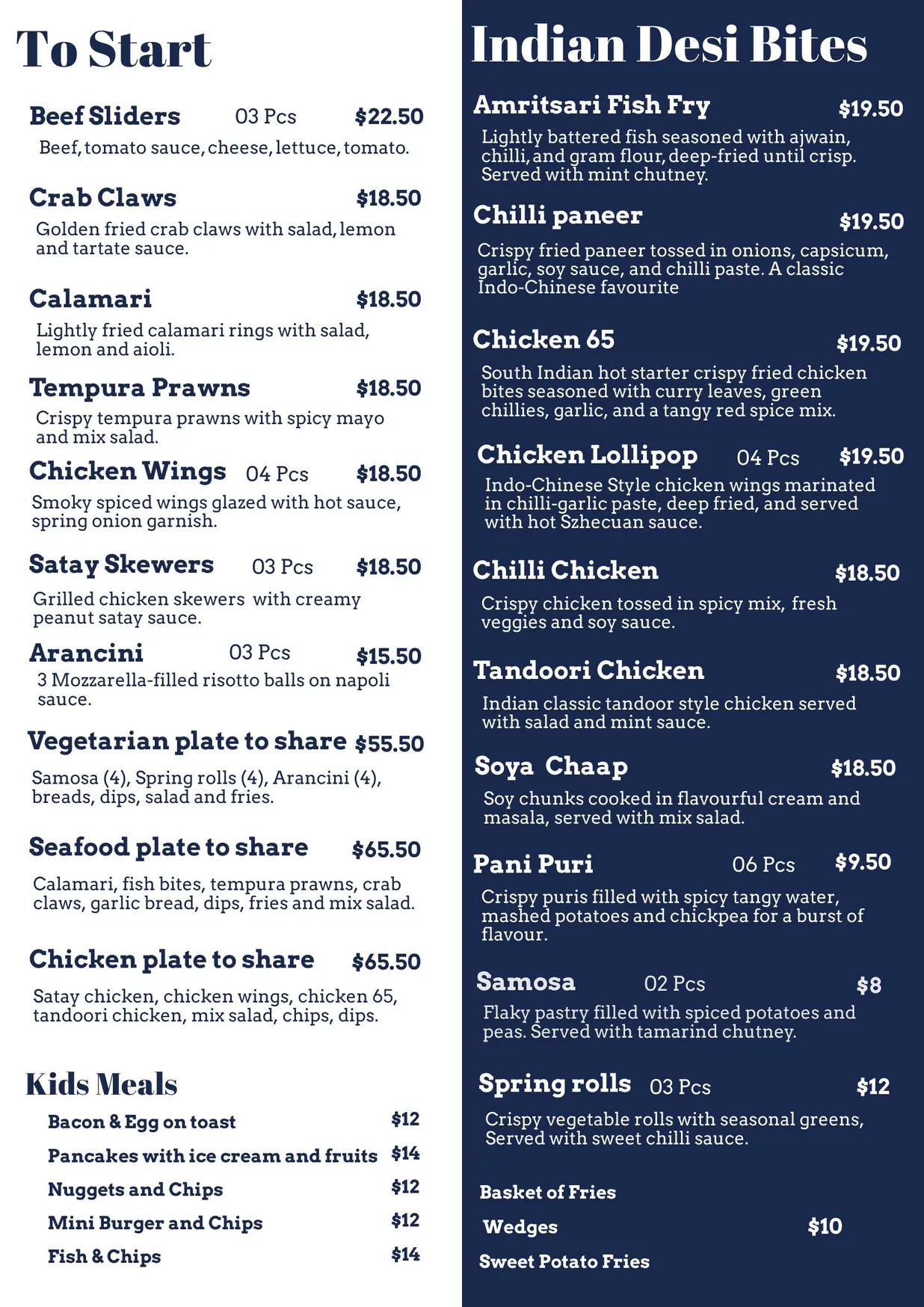 Anaya Perth menu, page 3
