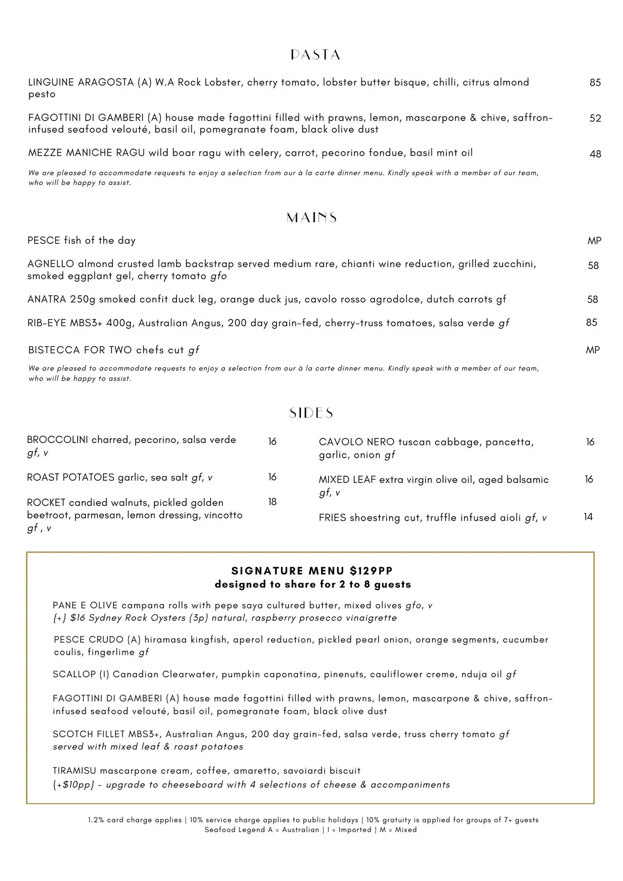 Antica menu, page 2